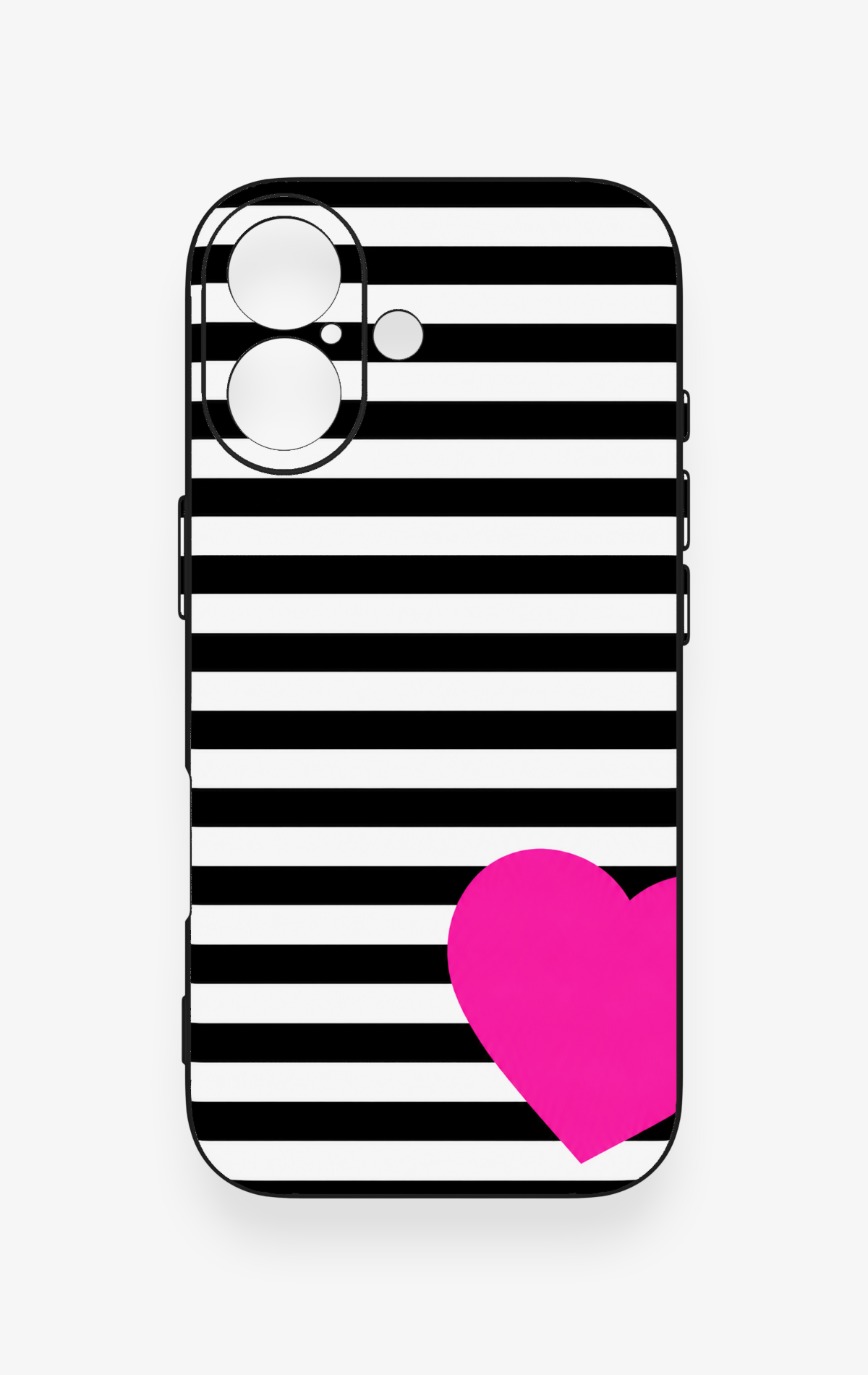 iPhone 17 Uyumlu Çizgili Kalp Desenli Silikon Kılıf