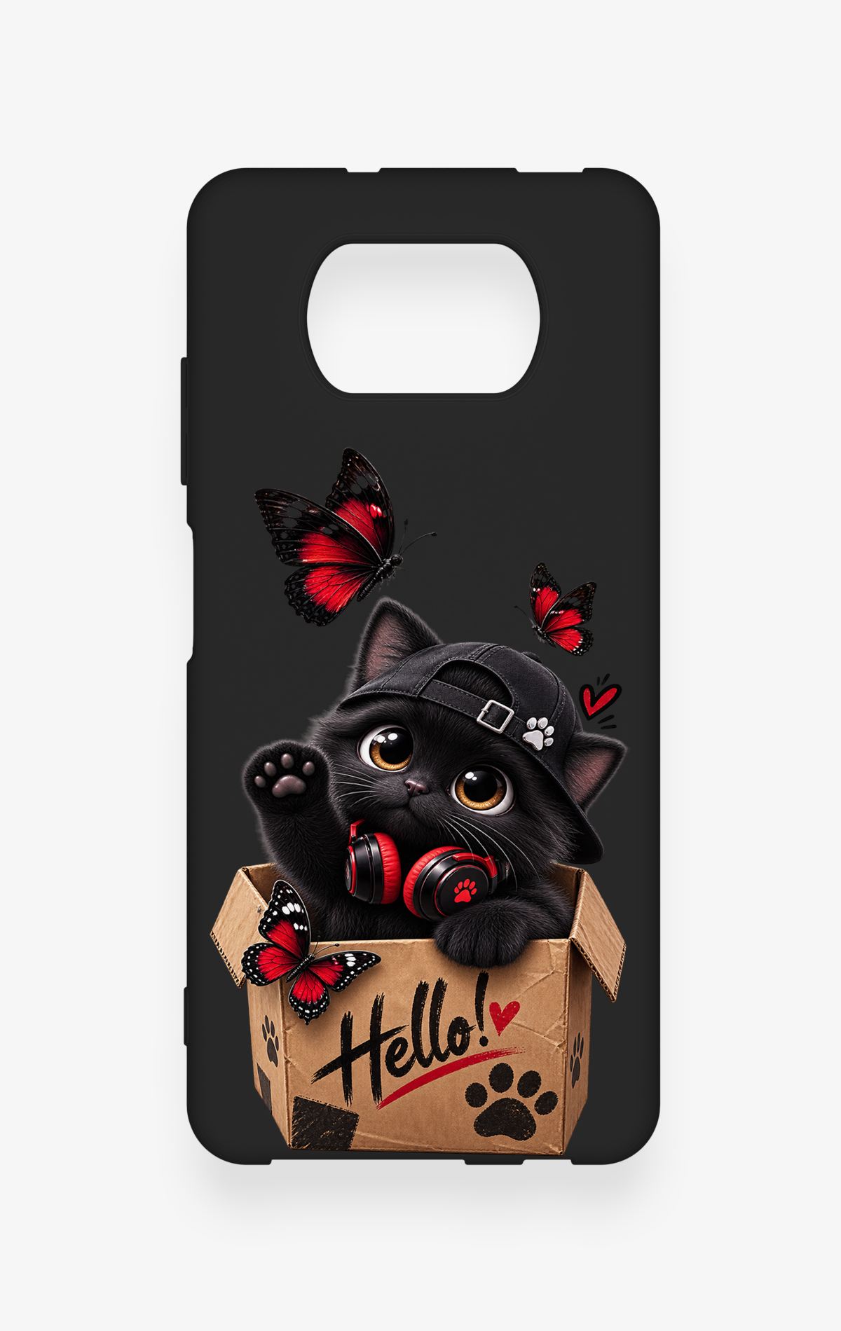 Poco X3 Uyumlu Hello Cat Desenli Silikon Kılıf