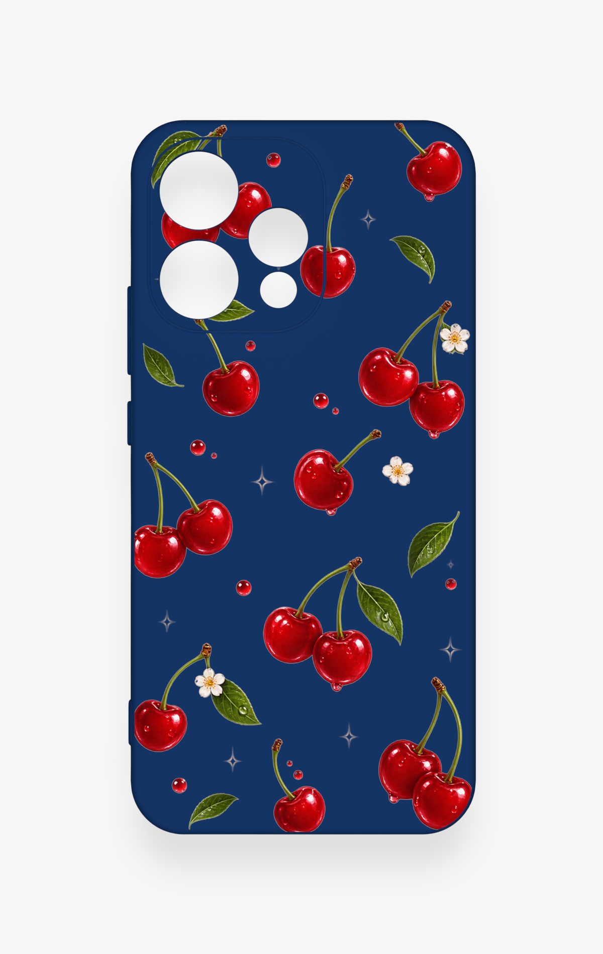 Oppo Reno 15 5G Uyumlu Kiraz Papatya Desenli Silikon Kılıf