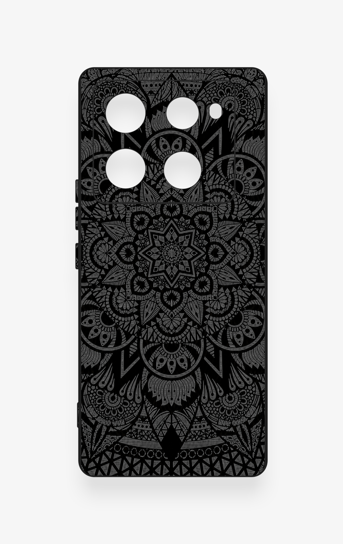 İnfinix Note 40 Pro Uyumlu Siyah Beyaz Mandala Desenli Silikon Kılıf