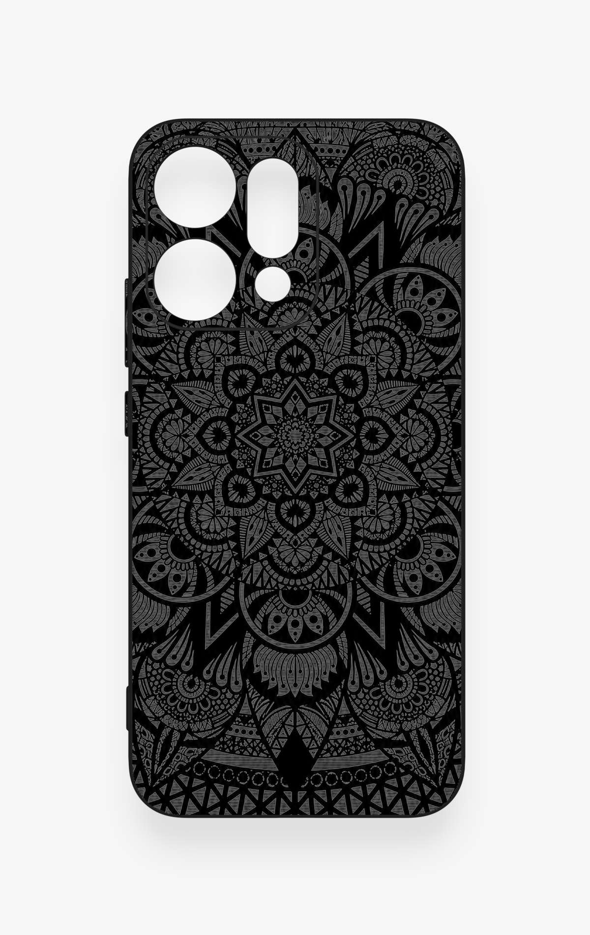Oppo Reno 14 Uyumlu Siyah Beyaz Mandala Desenli Silikon Kılıf