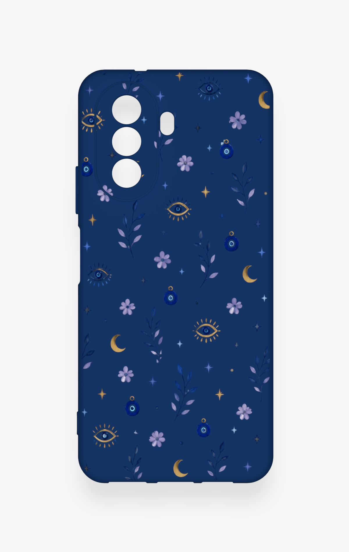 Huawei Nova Y70 Uyumlu Mavi Nazar Papatya Desenli Silikon Kılıf