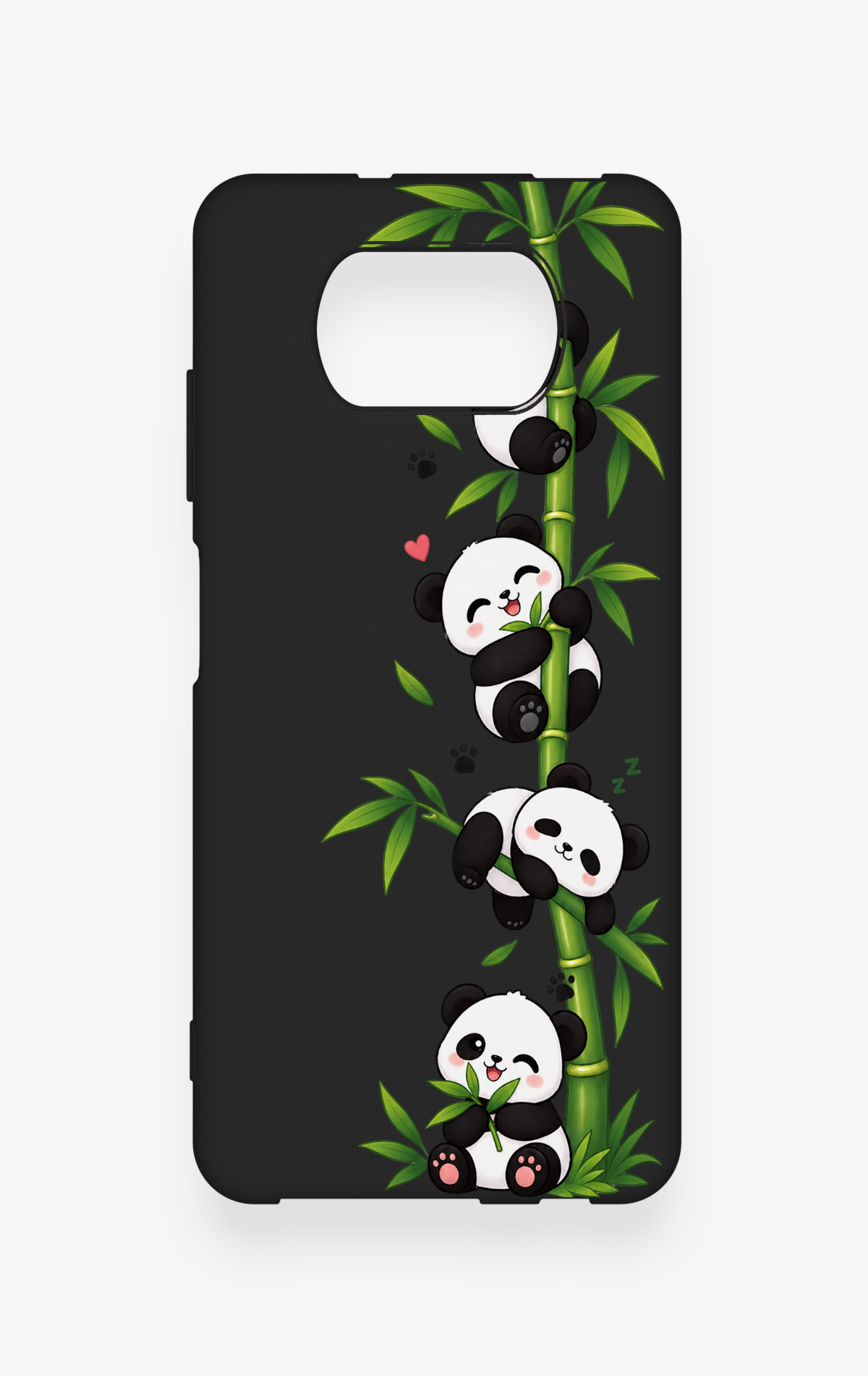 Poco X3 Uyumlu Sevimli Panda Bambu Desenli Silikon Kılıf