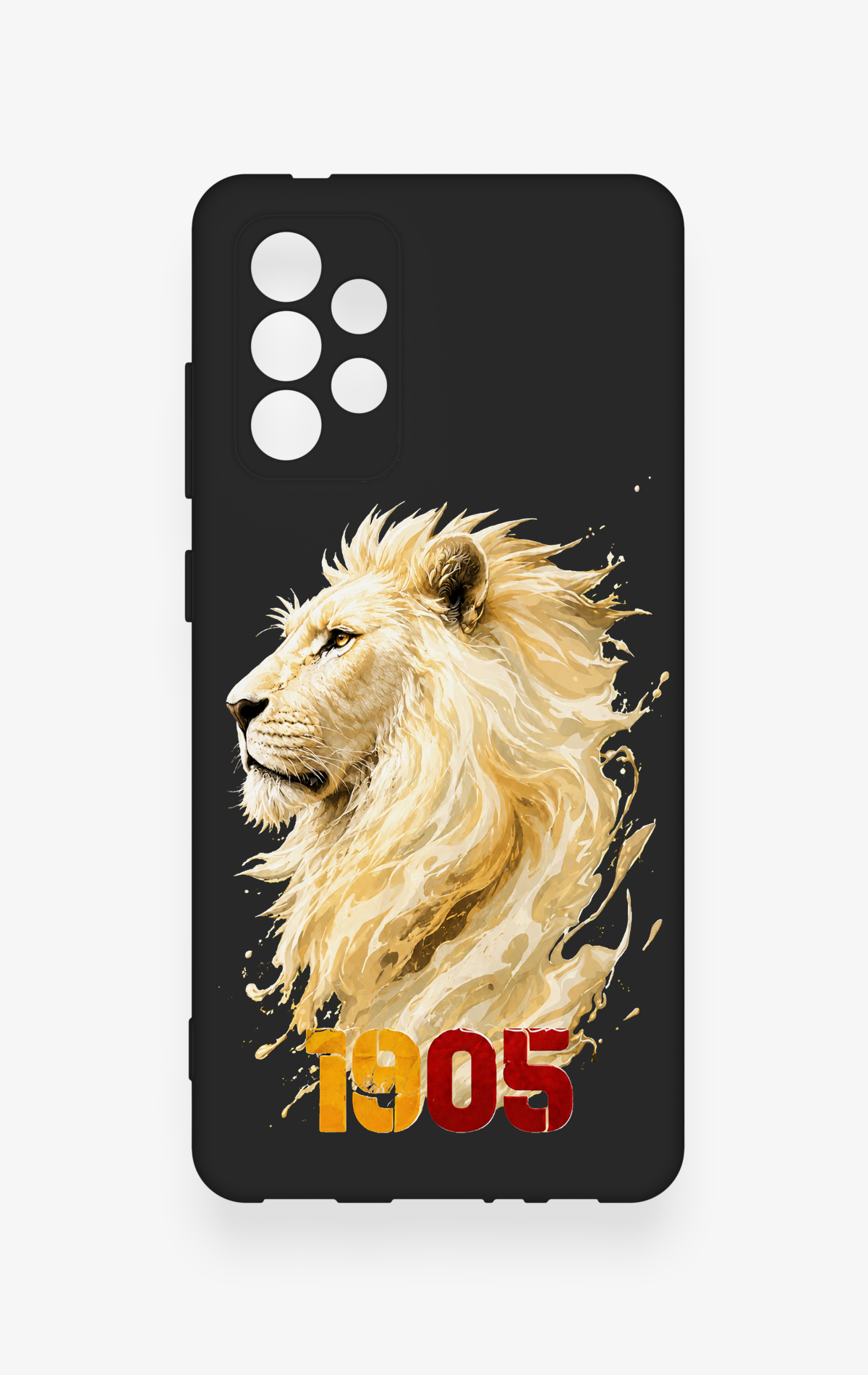 Samsung-A72 Uyumlu Sarı Kırmızı 1905 Aslan Desenli Silikon Kılıf