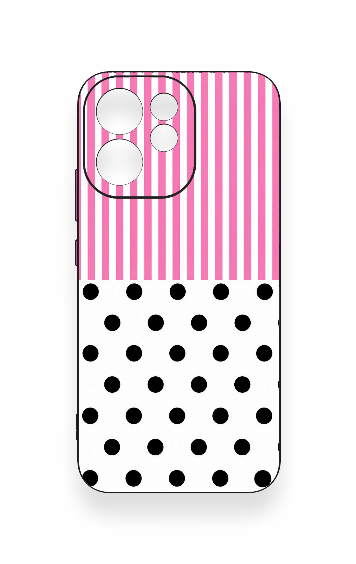 Oppo Reno 15F Uyumlu Pembe Çizgili Puantiye Desenli Silikon Kılıf