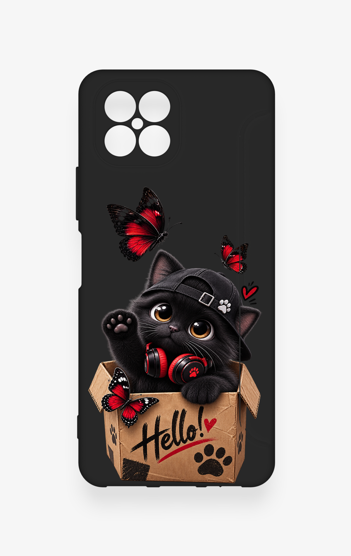Omix X600 Uyumlu Hello Cat Desenli Silikon Kılıf