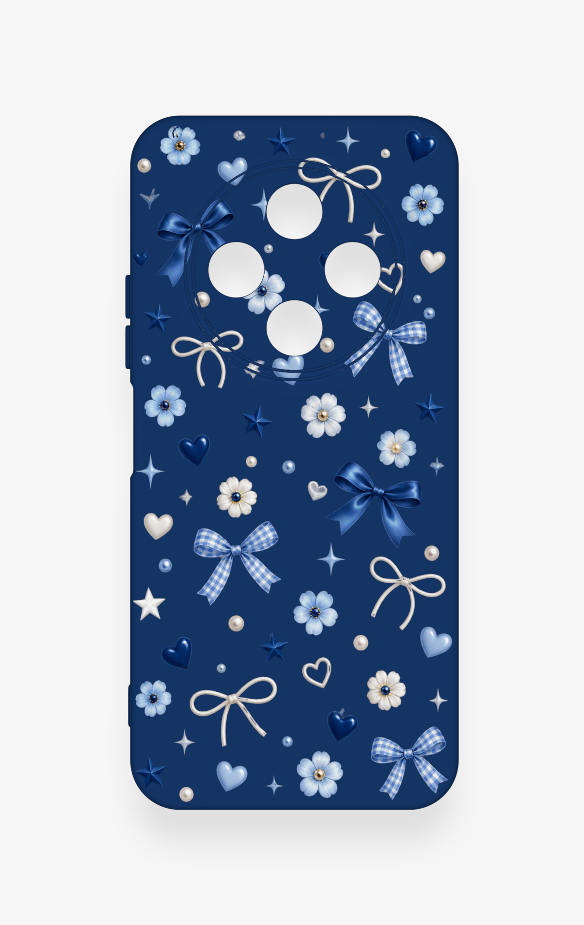 Tecno Spark 30C Uyumlu Mavi Papatya Fiyonk Desenli Silikon Kılıf