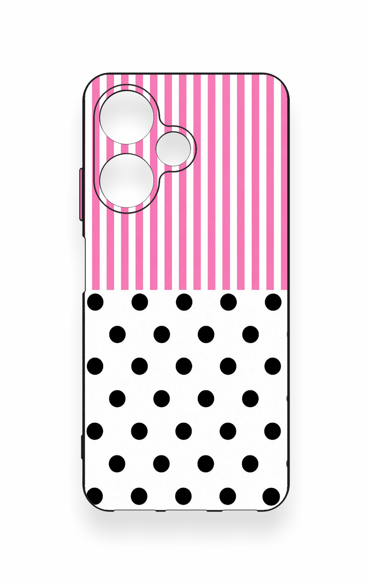 İnfinix Hot 30i Uyumlu Pembe Çizgili Puantiye Desenli Silikon Kılıf
