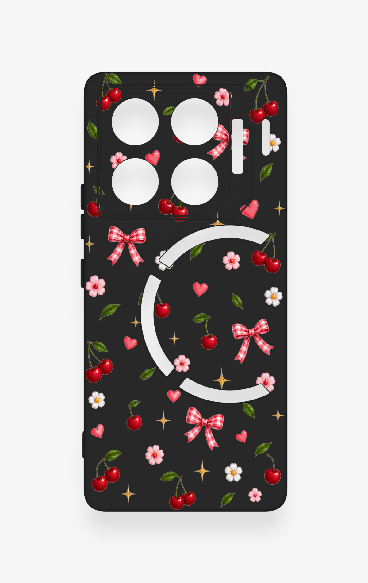 İnfinix Gt 20 Pro Uyumlu Papatya Kiraz Fiyonk Desenli Silikon Kılıf