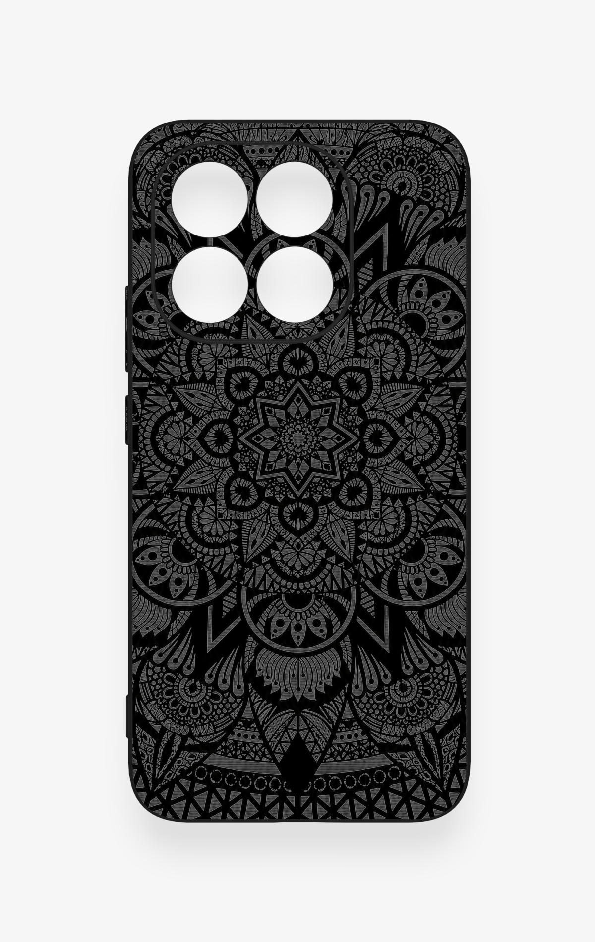 Mi 15T 5G Uyumlu Siyah Beyaz Mandala Desenli Silikon Kılıf