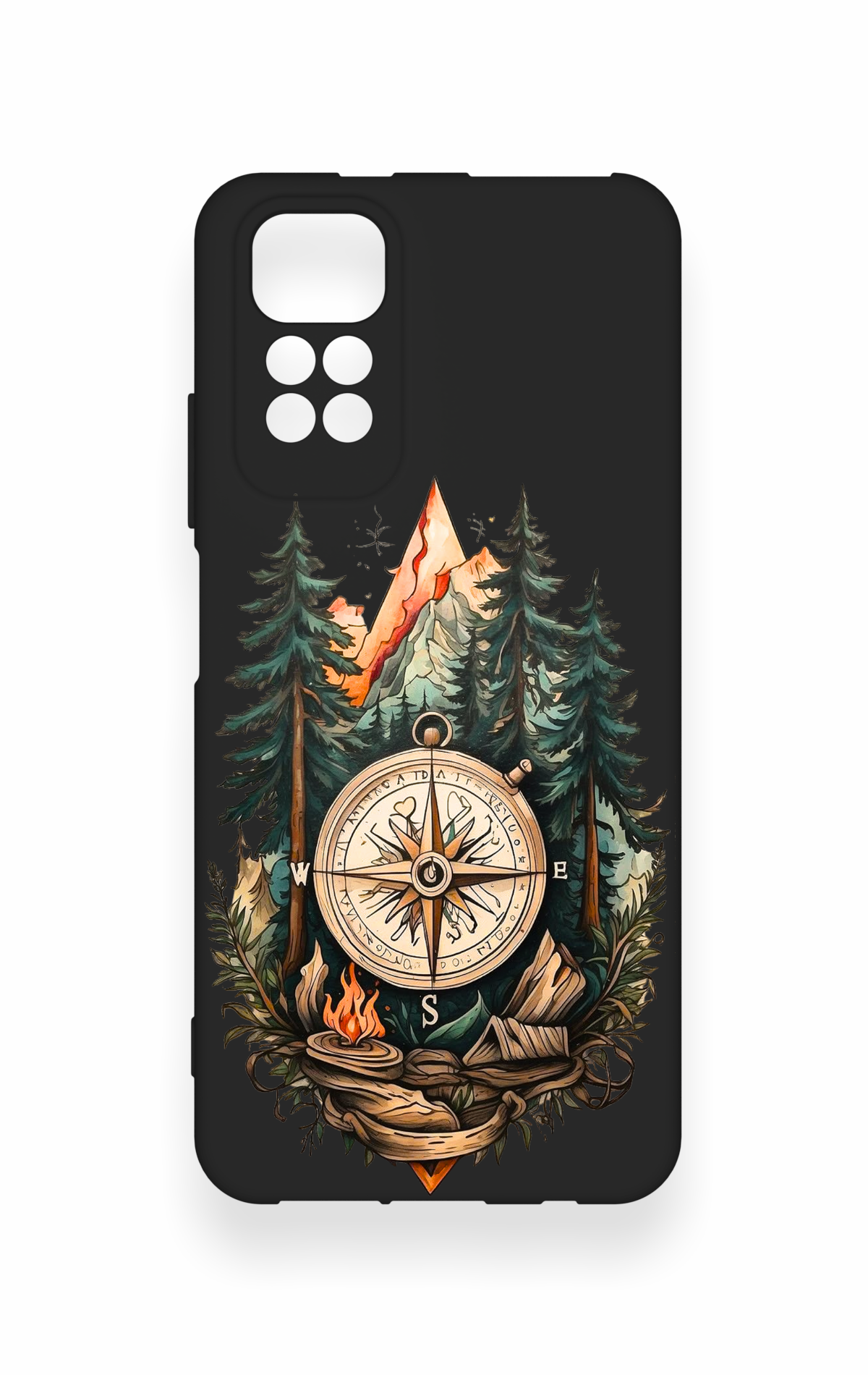 Redmi Note 11S Uyumlu Pusula Orman Desenli Silikon Kılıf