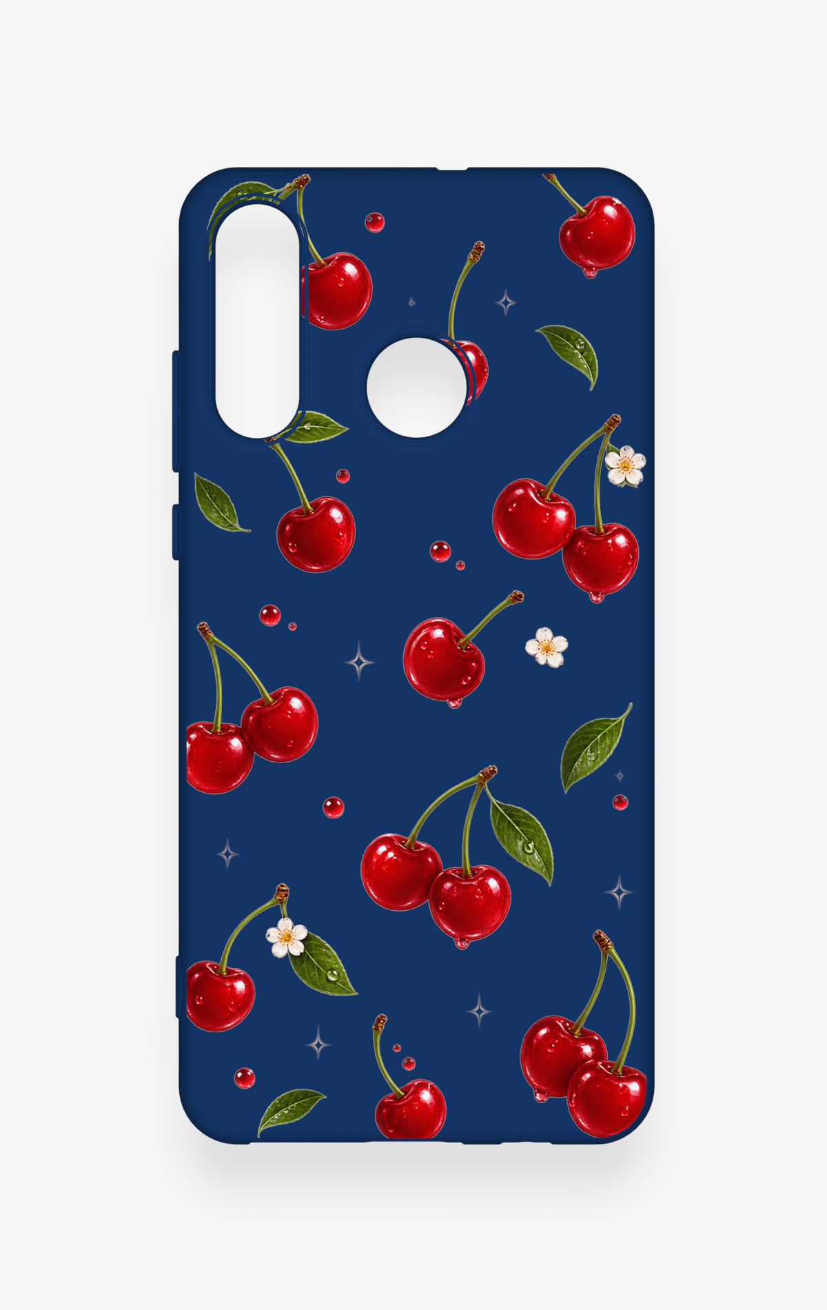 Huawei P30 Lite Uyumlu Kiraz Papatya Desenli Silikon Kılıf