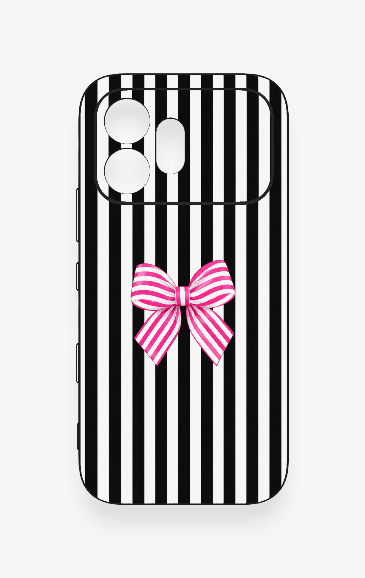 Honor 600 Uyumlu Pembe Beyaz Kurdele Desenli Silikon Kılıf