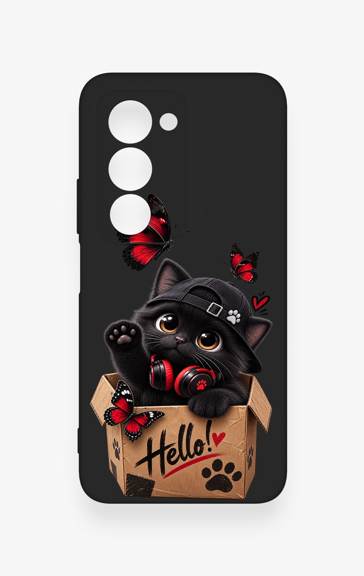 Redmi 15 5G Uyumlu Hello Cat Desenli Silikon Kılıf