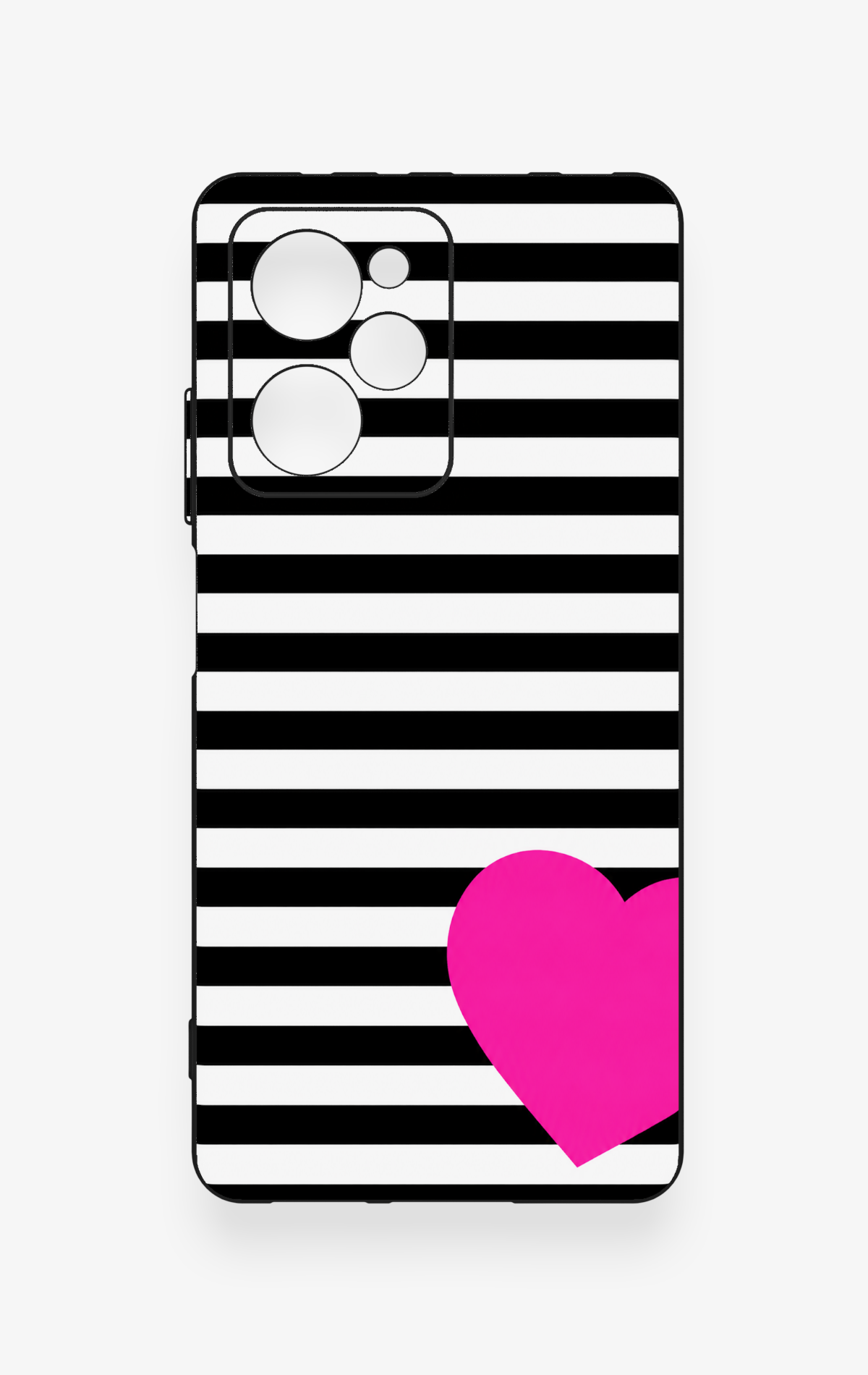 Poco X5 Pro Uyumlu Çizgili Kalp Desenli Silikon Kılıf