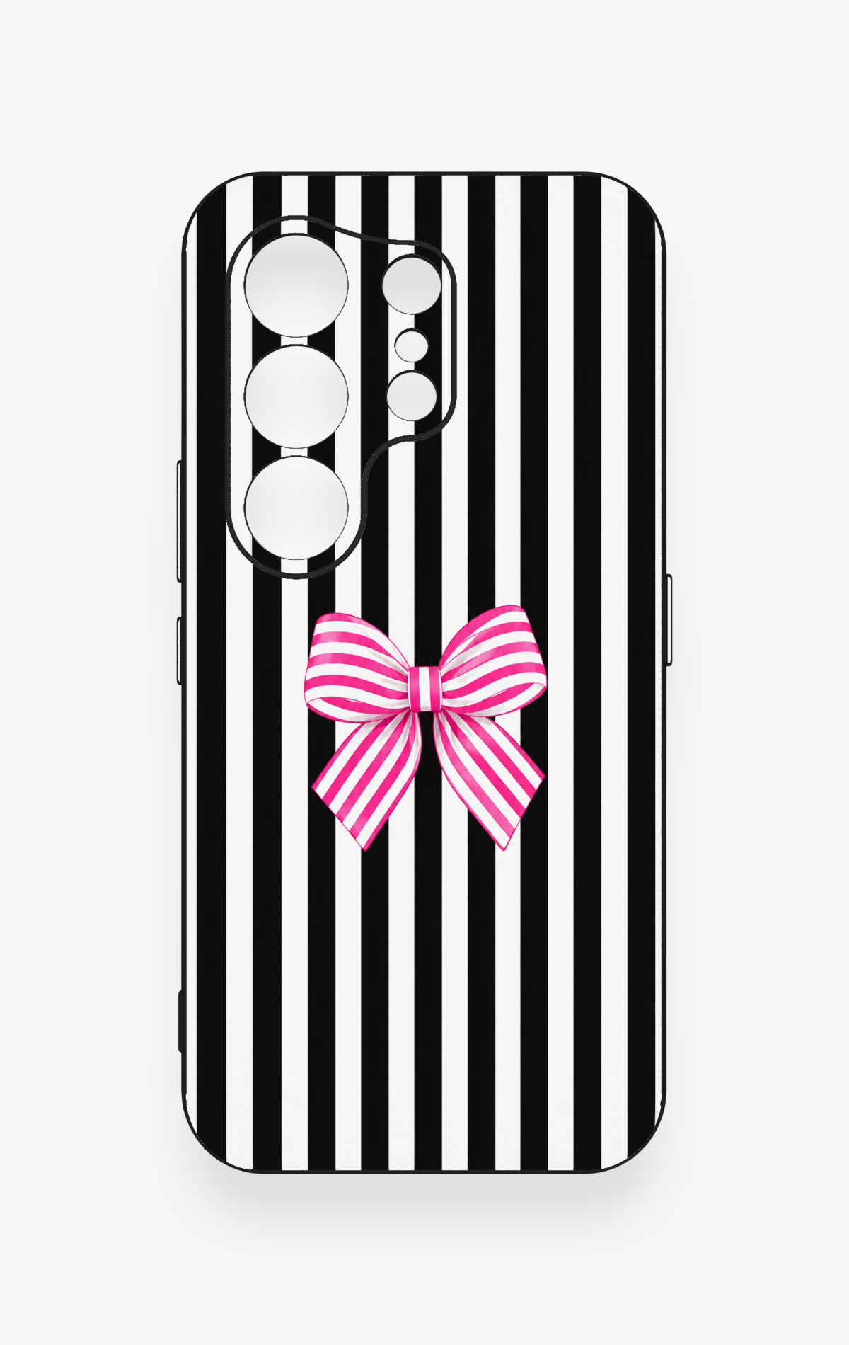 Tecno Camon 50 4G Uyumlu Pembe Beyaz Kurdele Desenli Silikon Kılıf