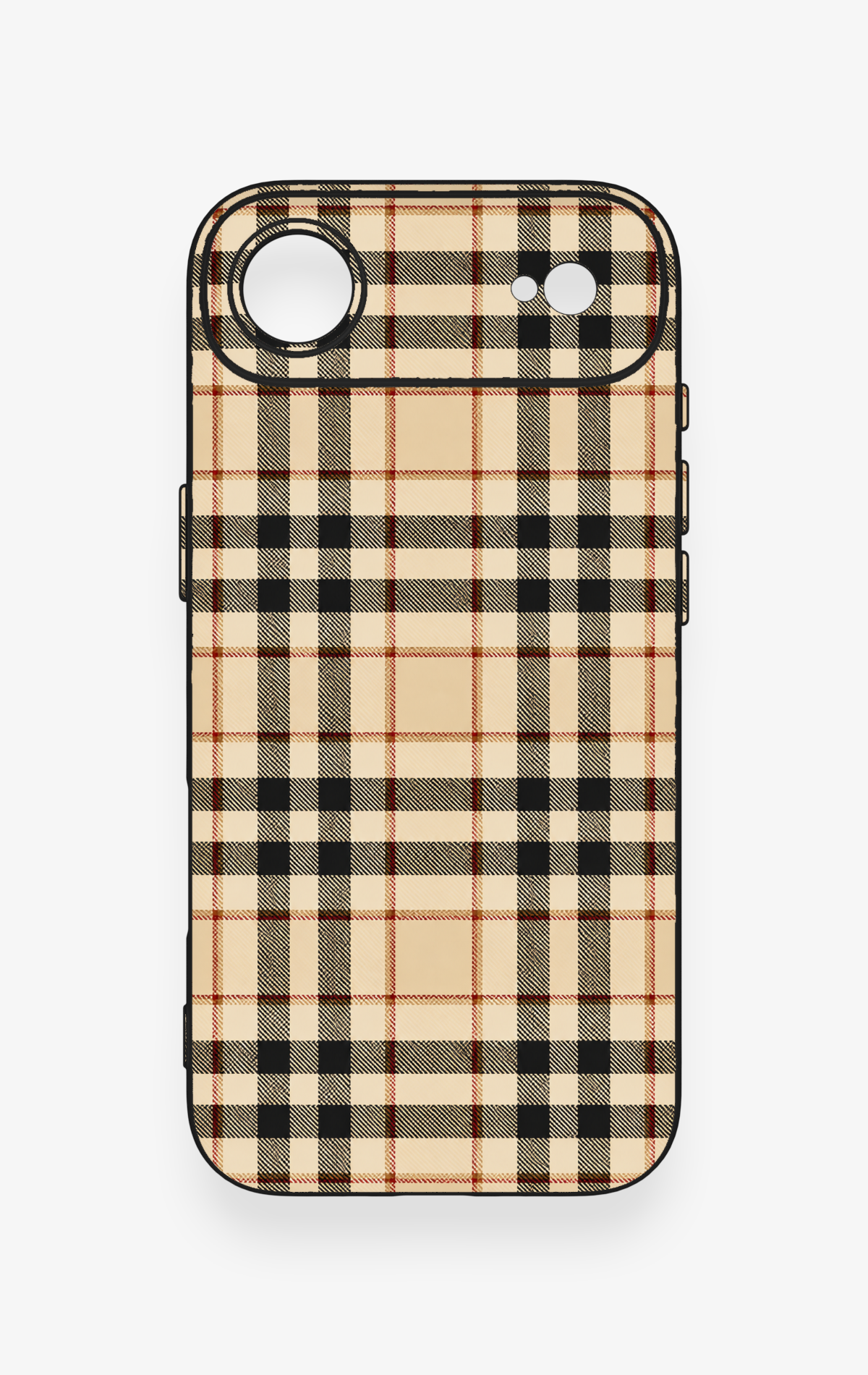 iPhone 17 Air Uyumlu Karamel Siyah Ekose Desenli Silikon Kılıf