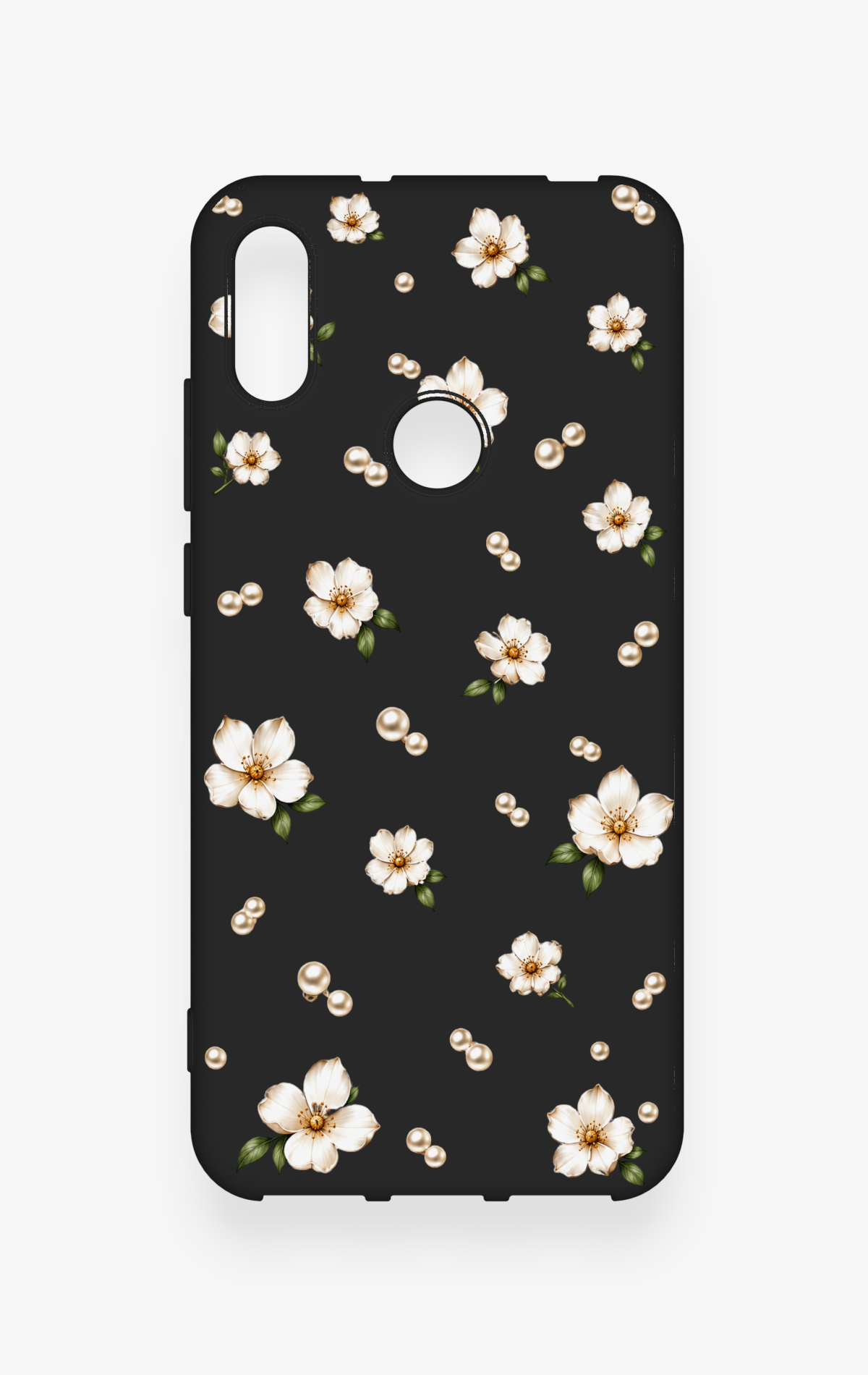Huawei Y6 2019 Uyumlu İnci Papatya Desenli Silikon Kılıf