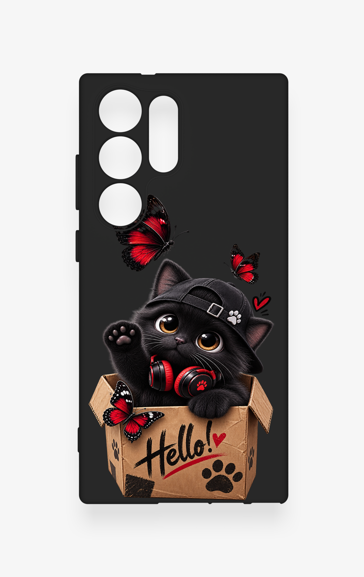 Samsung S23 Ultra Uyumlu Hello Cat Desenli Silikon Kılıf