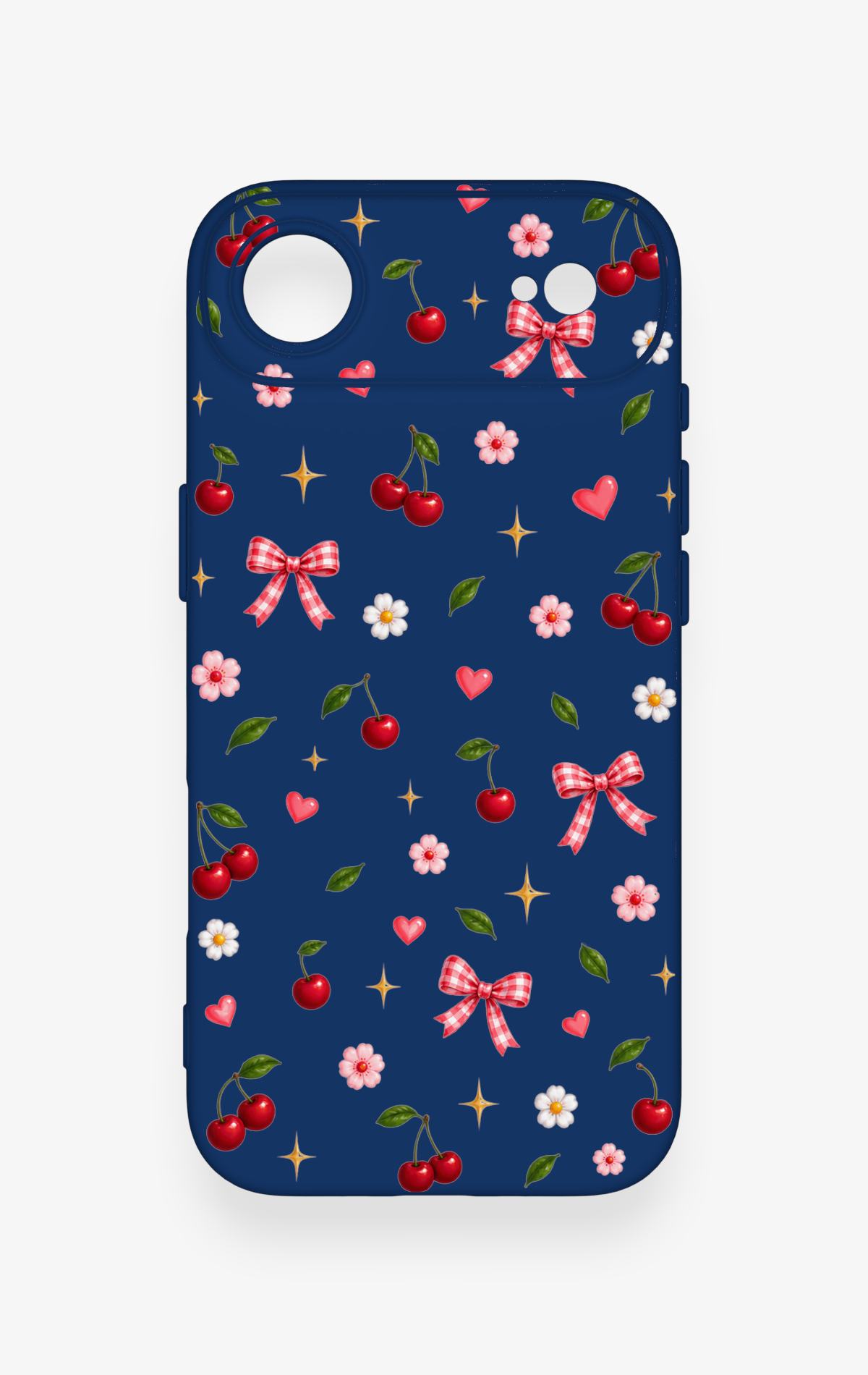iPhone 17 Air Uyumlu Çiçek Kiraz Fiyonk Desenli Silikon Kılıf