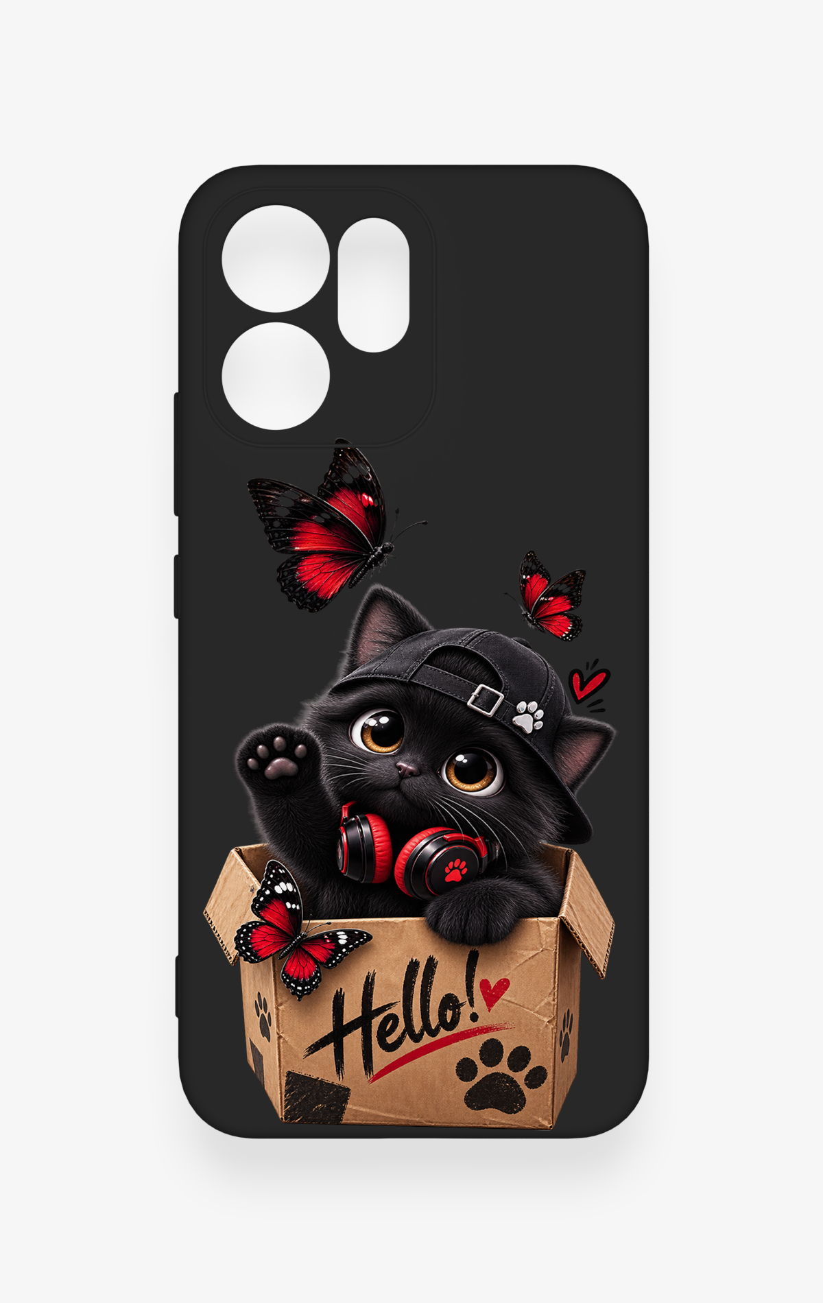 Oppo Reno 14F Uyumlu Hello Cat Desenli Silikon Kılıf