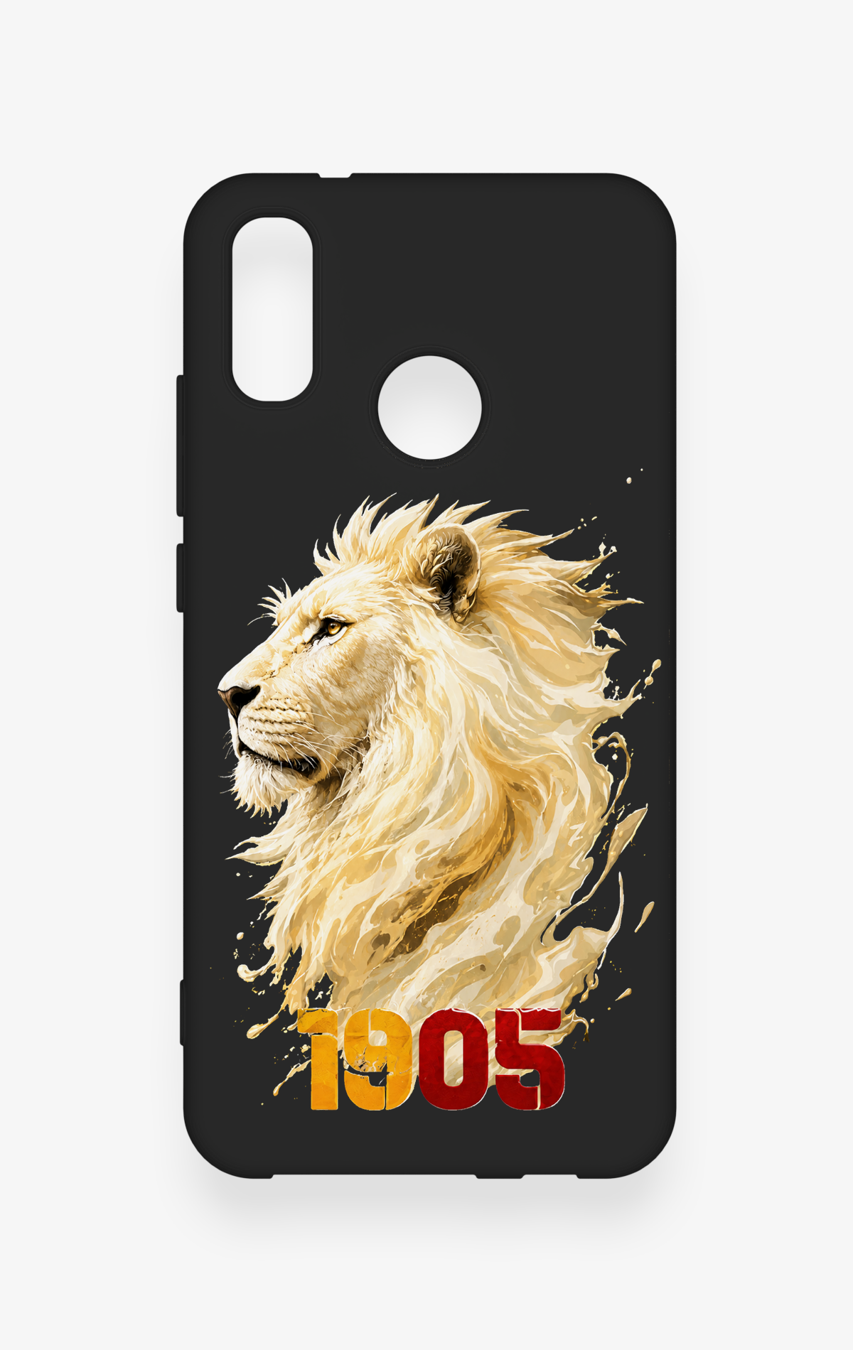 Huawei P20 Lite Uyumlu Sarı Kırmızı 1905 Aslan Desenli Silikon Kılıf