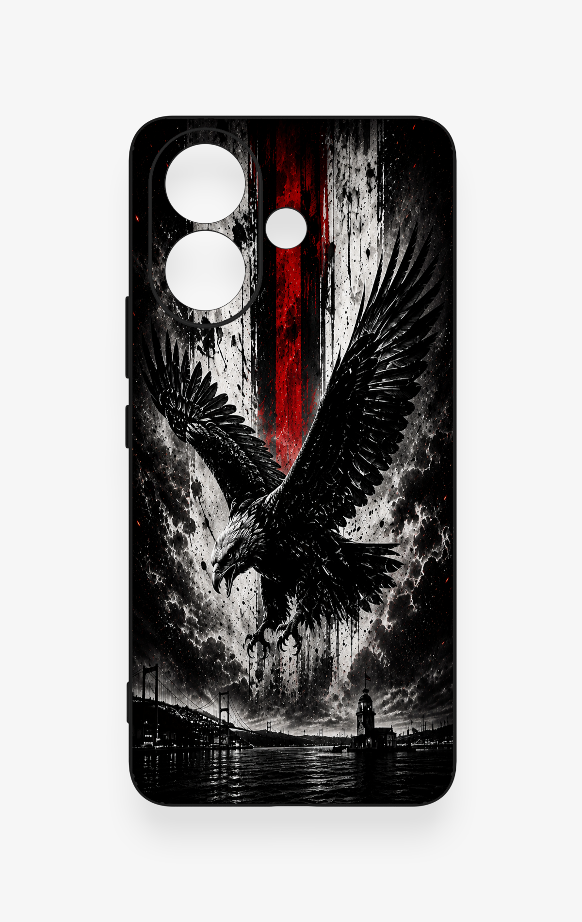 Vivo V60 Lite Uyumlu Kara Kartal Desenli Silikon Kılıf