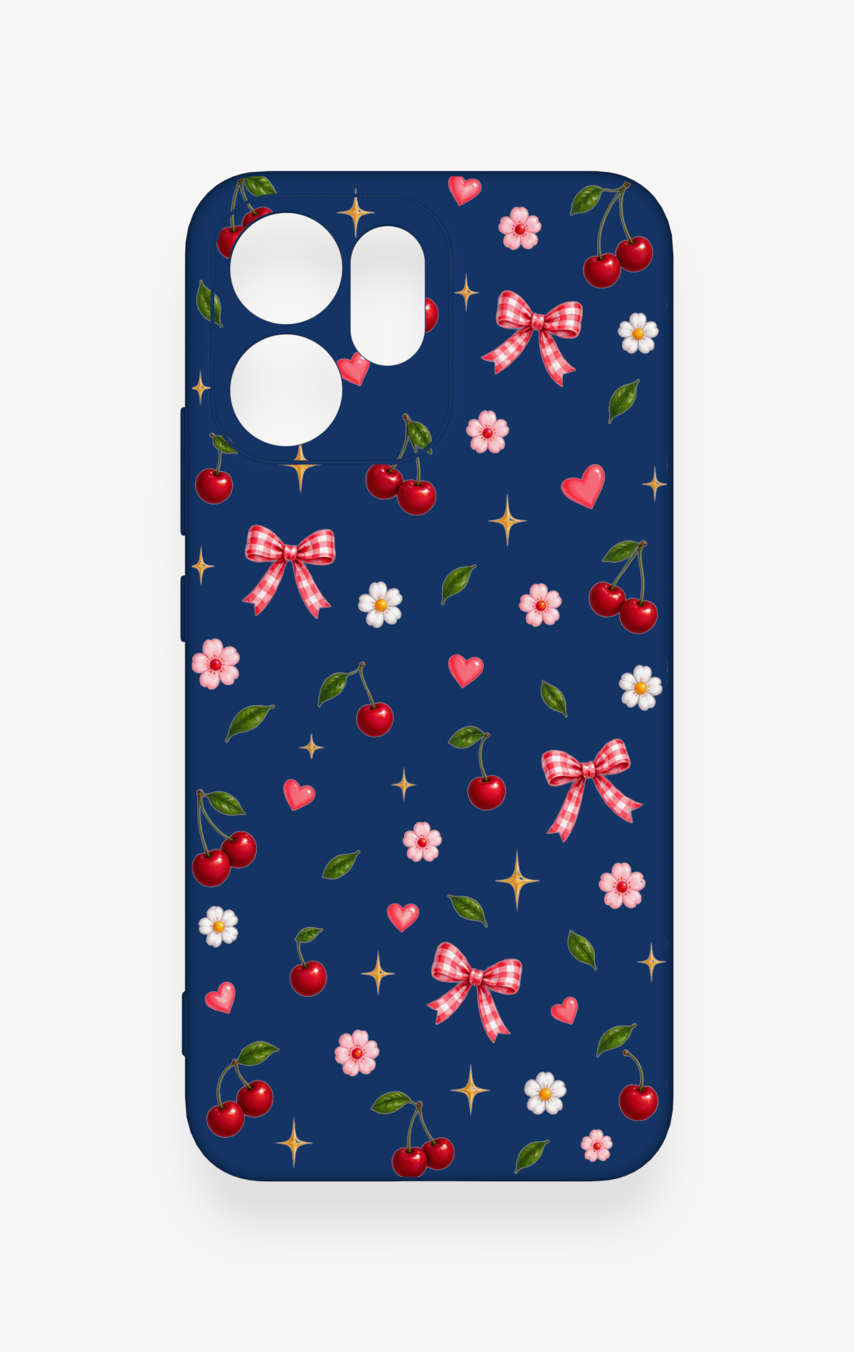 Oppo Reno 14F Uyumlu Çiçek Kiraz Fiyonk Desenli Silikon Kılıf