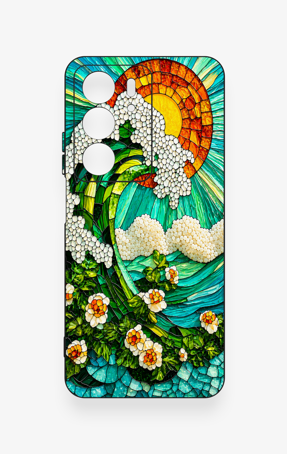 Realme C75 Uyumlu Mozaik Okyanus Dalgası Desenli Silikon Kılıf