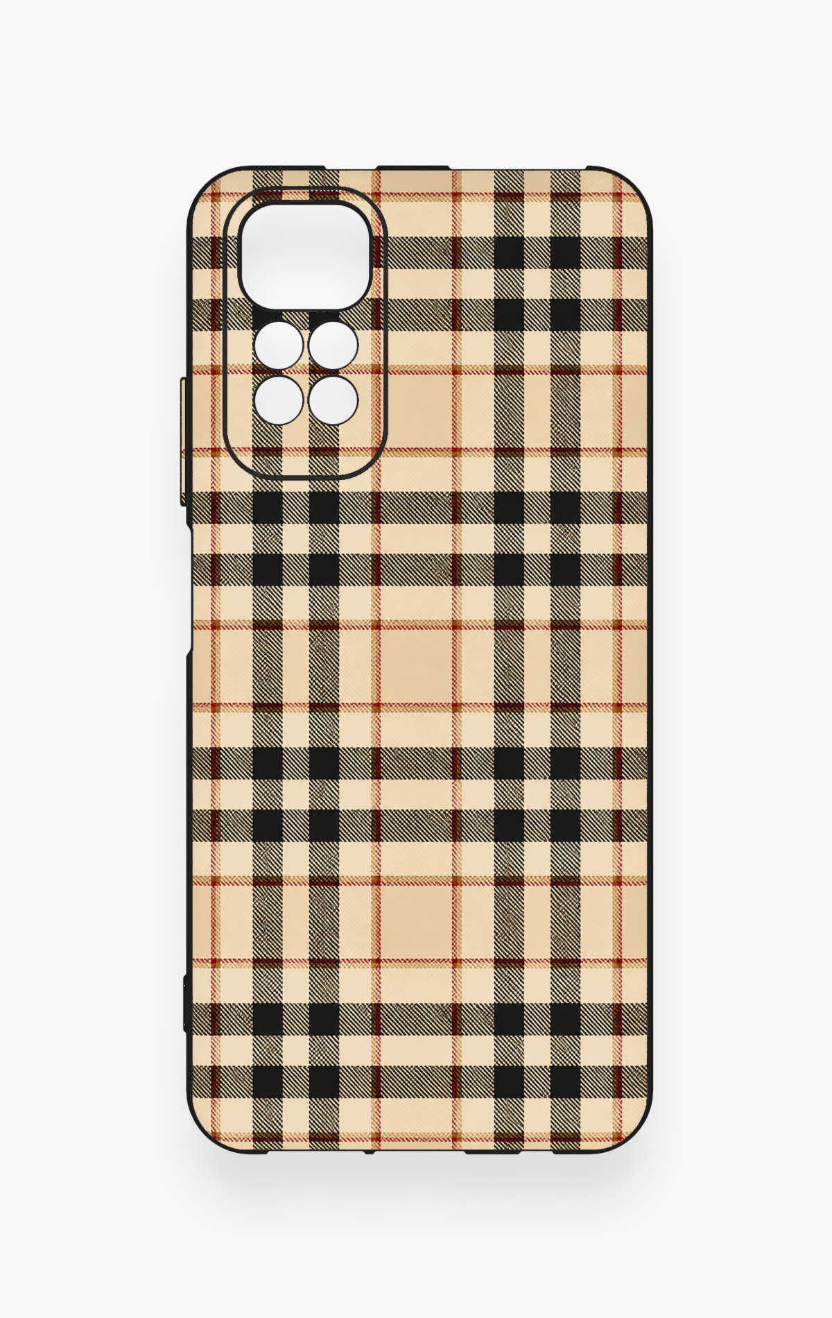Redmi Note 11S Uyumlu Karamel Siyah Ekose Desenli Silikon Kılıf