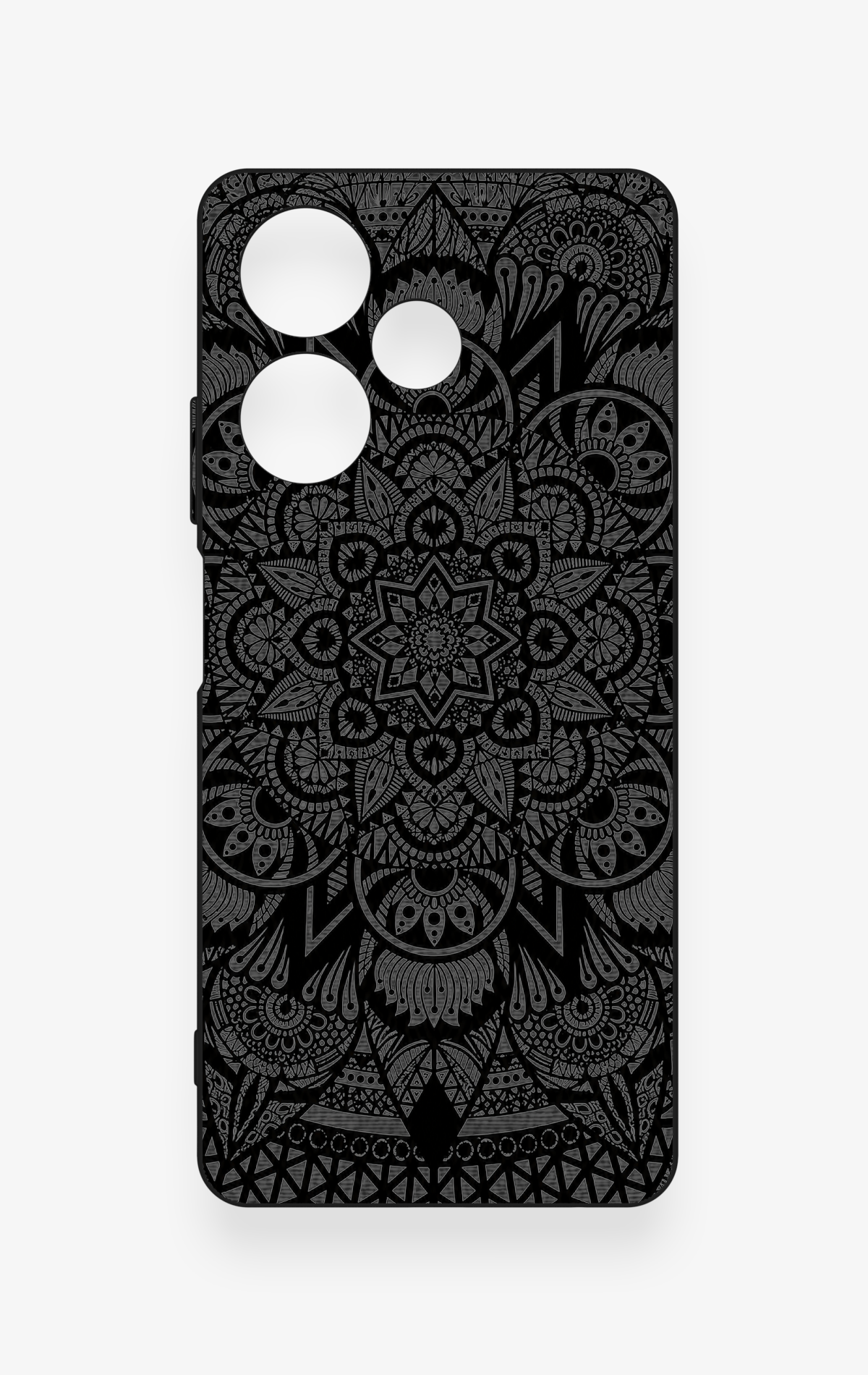 İnfinix Hot 30 Uyumlu Siyah Beyaz Mandala Desenli Silikon Kılıf