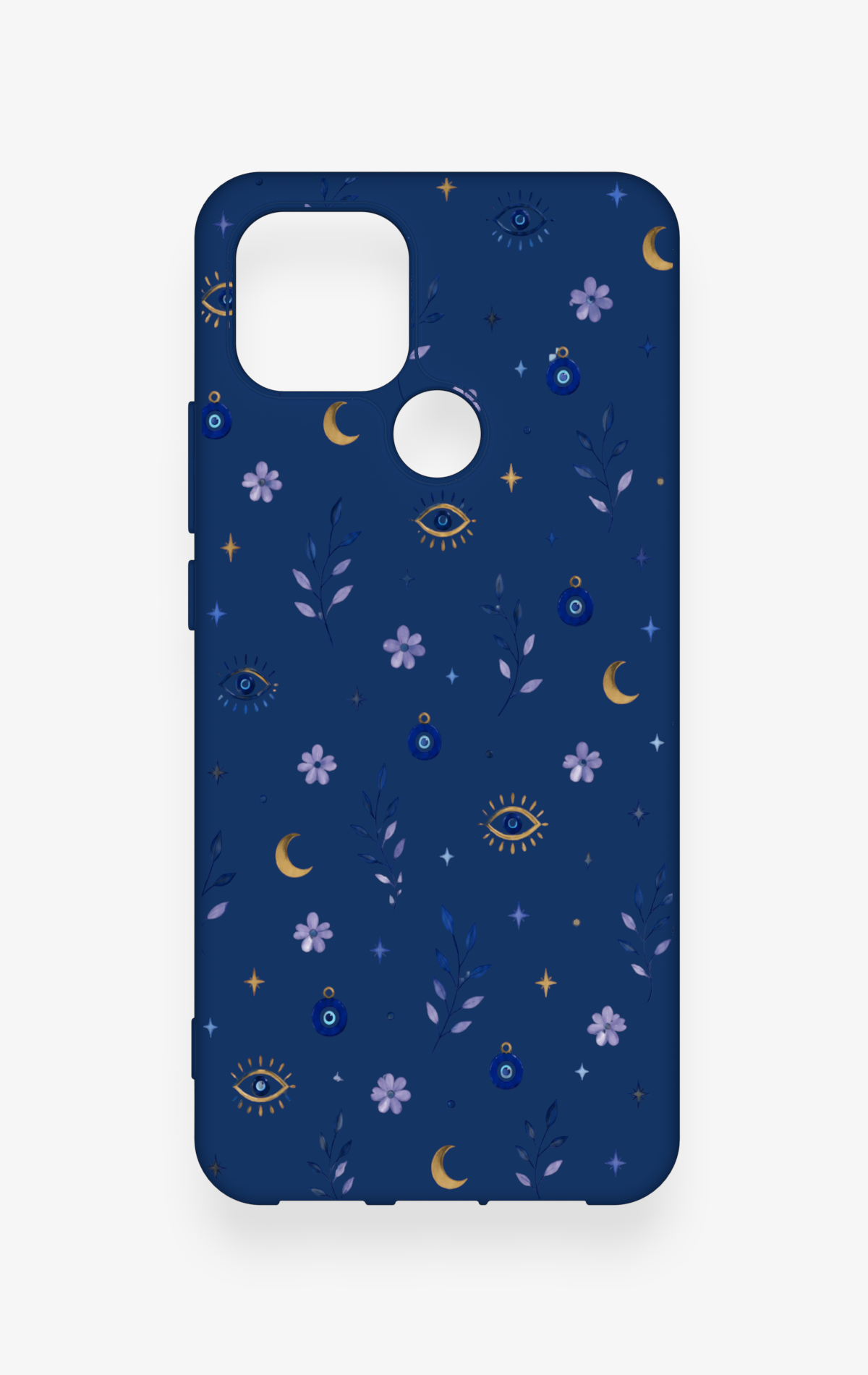 Oppo A15 Uyumlu Mavi Nazar Papatya Desenli Silikon Kılıf