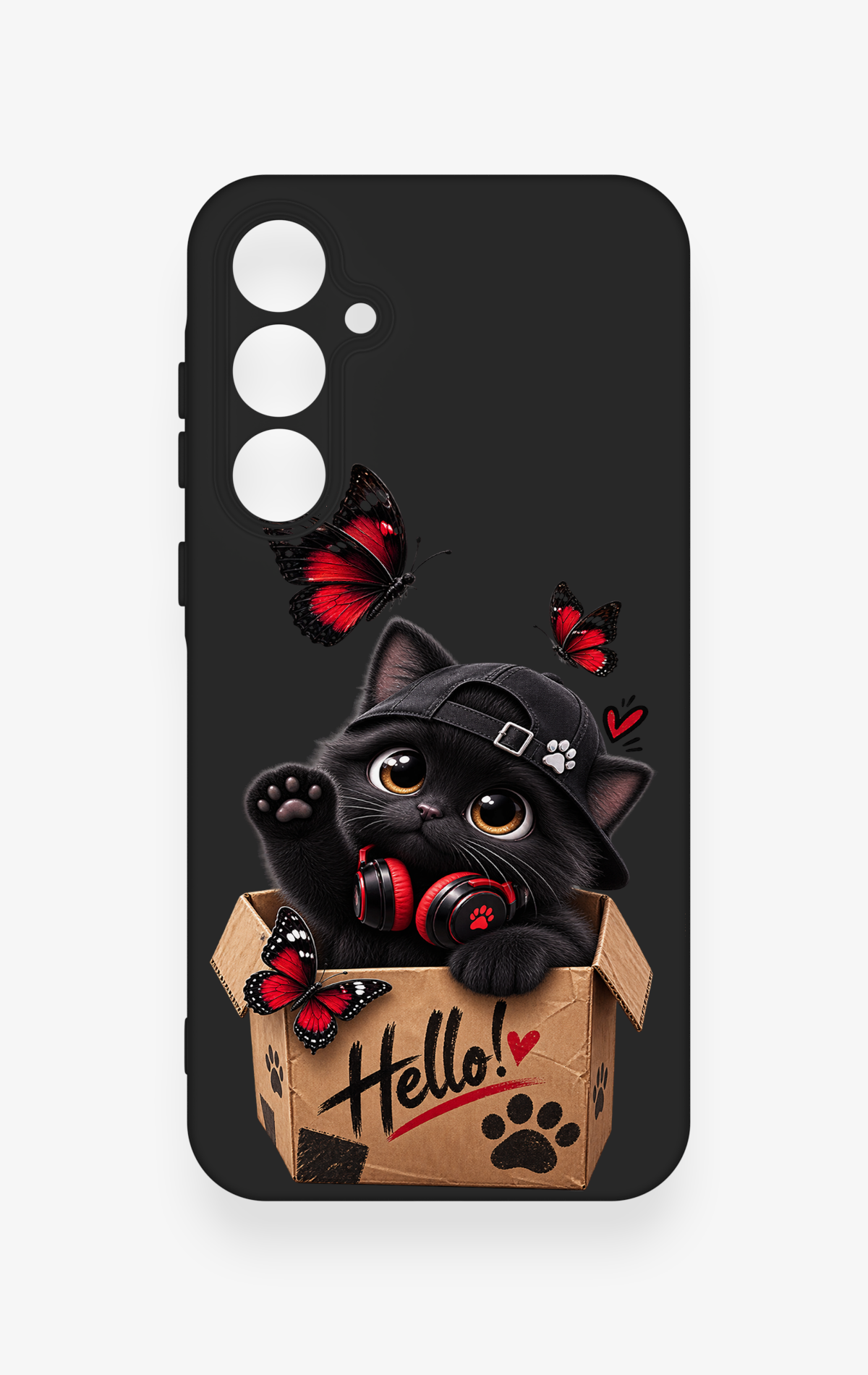 Samsung A35 Uyumlu Hello Cat Desenli Silikon Kılıf