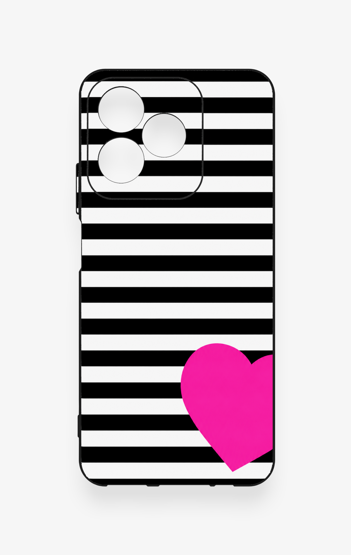 Realme C53 Uyumlu Çizgili Kalp Desenli Silikon Kılıf