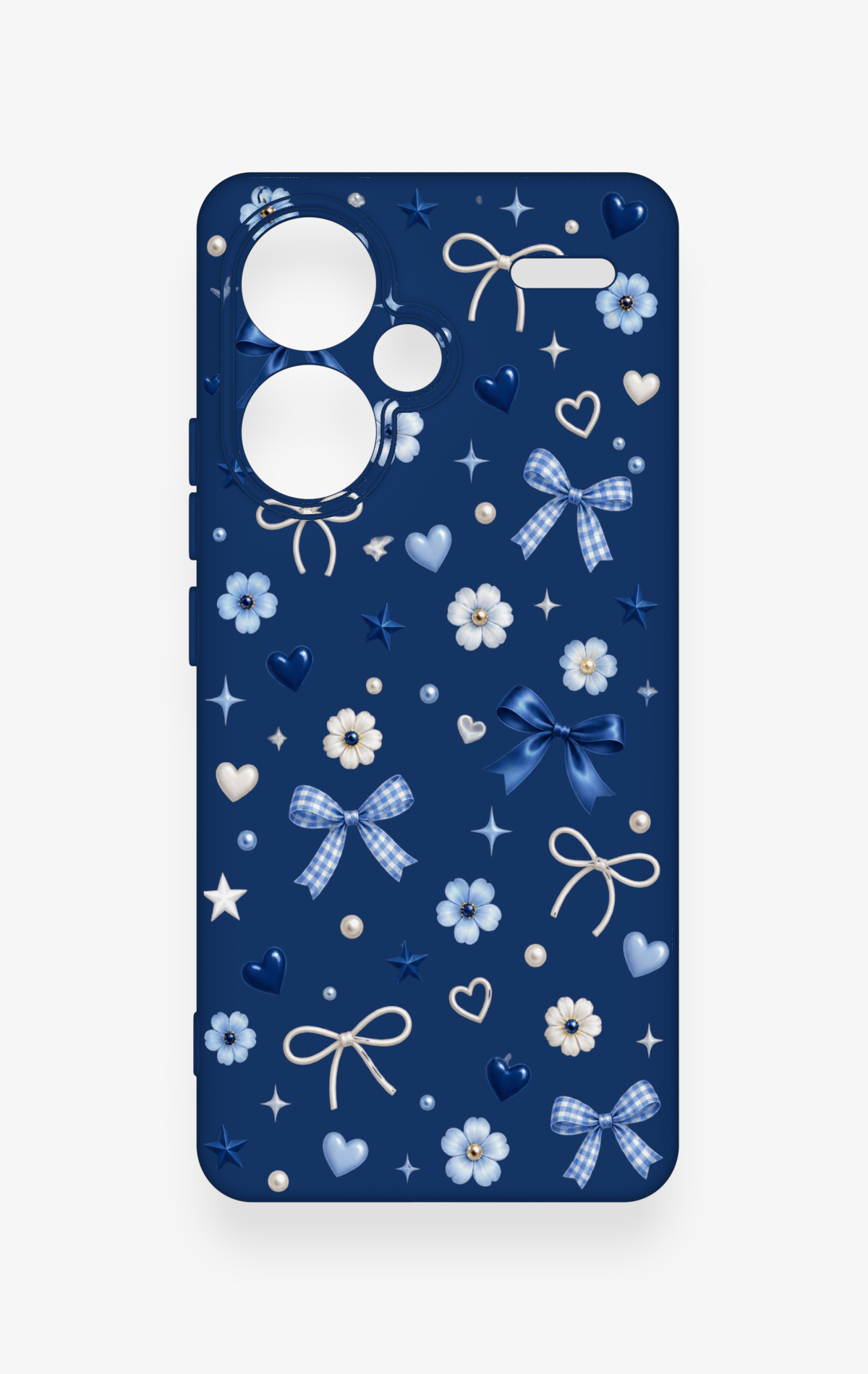 Redmi Note 13 Pro Plus Uyumlu Mavi Papatya Fiyonk Desenli Silikon Kılıf