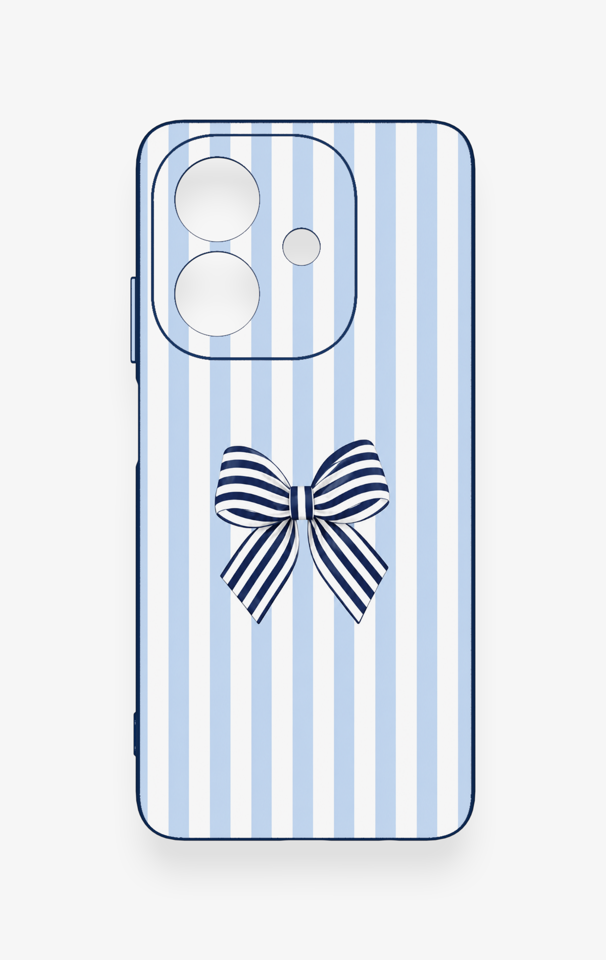 Oppo A3 Uyumlu Mavi Beyaz Kurdele Desenli Silikon Kılıf