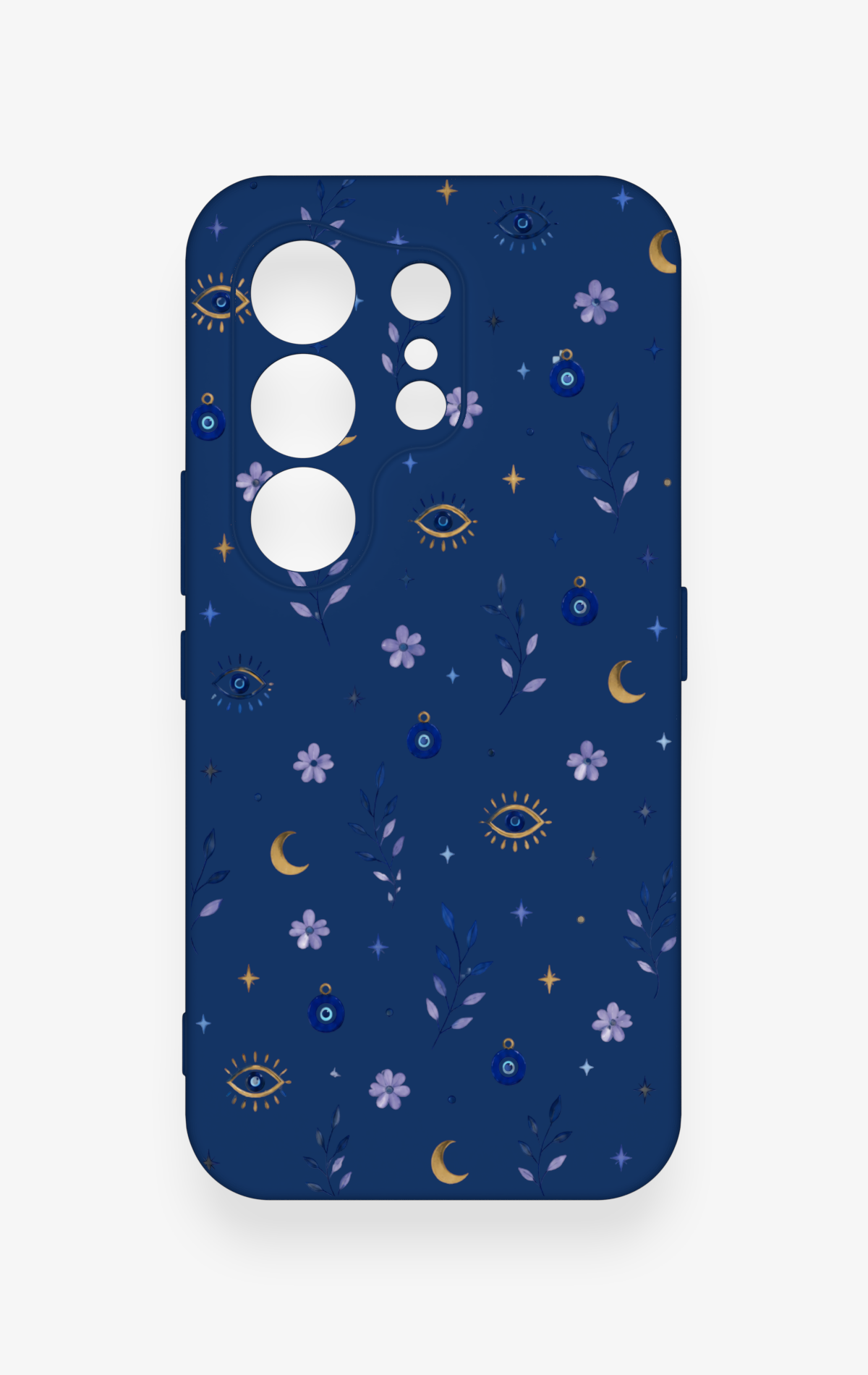 Tecno Camon 50 4G Uyumlu Mavi Nazar Papatya Desenli Silikon Kılıf