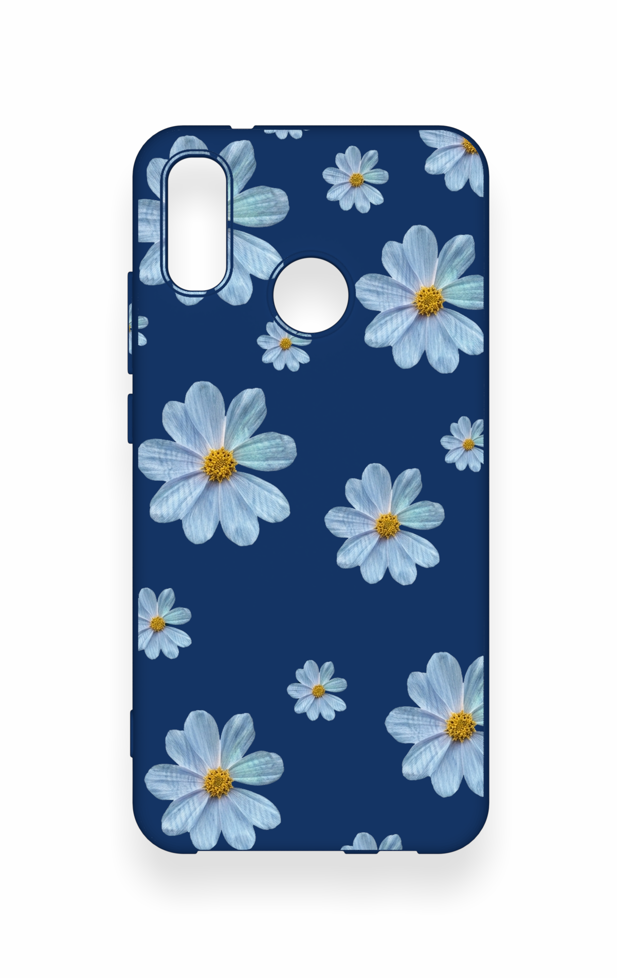 Huawei P20 Lite Uyumlu Mavi Papatya Desenli Silikon Kılıf