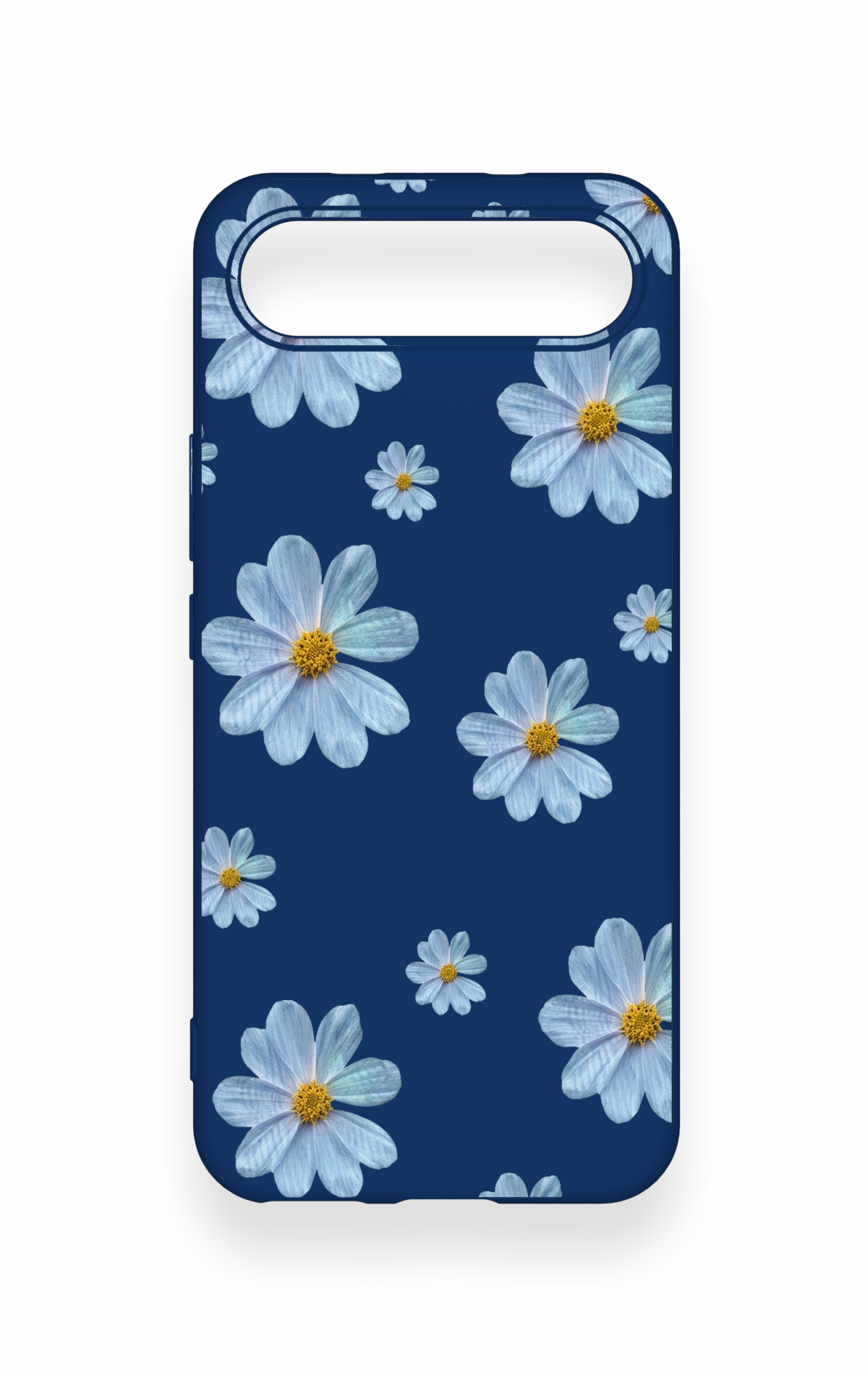 Tecno Spark Slim Uyumlu Mavi Papatya Desenli Silikon Kılıf