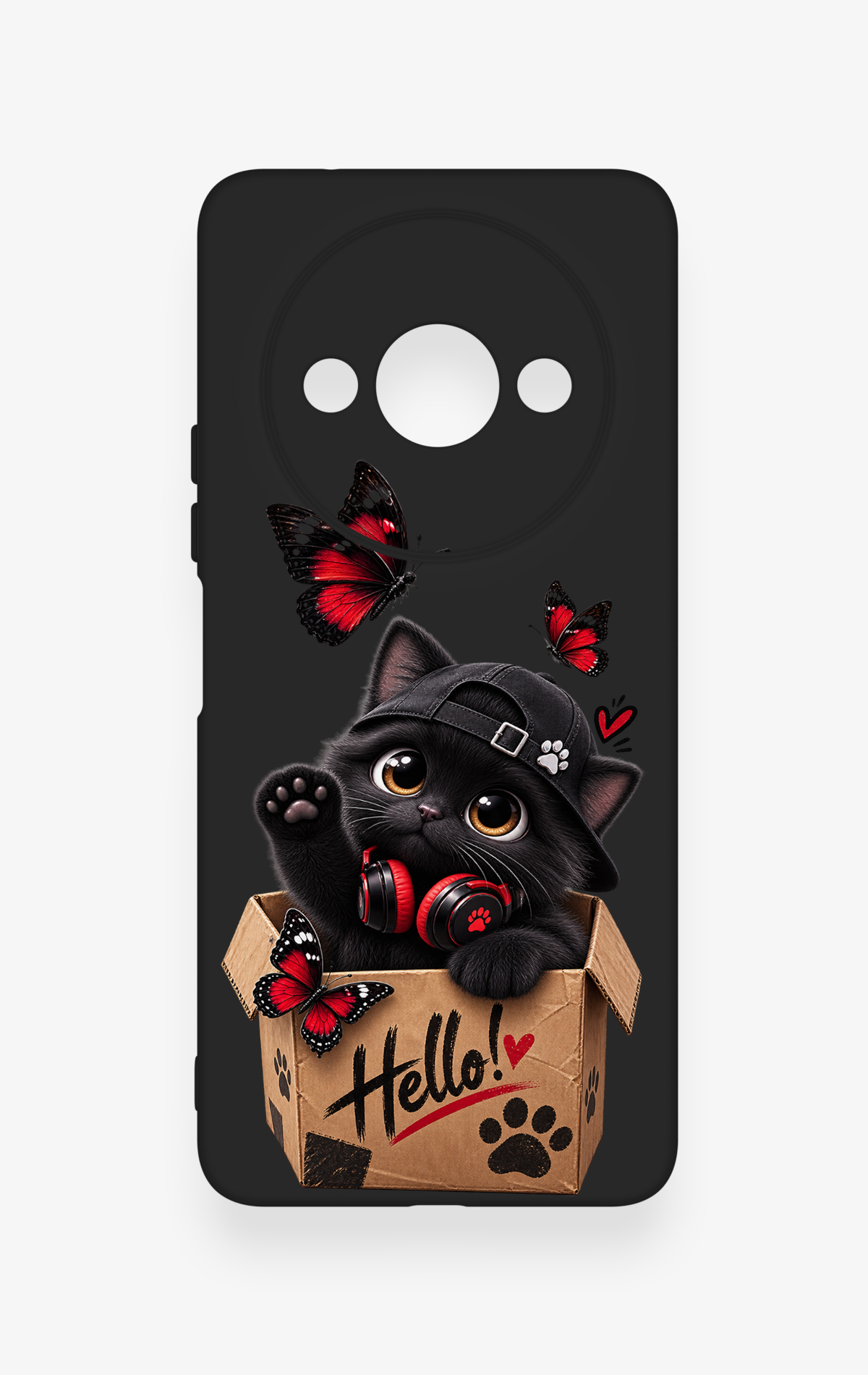 Redmi A3 Uyumlu Hello Cat Desenli Silikon Kılıf