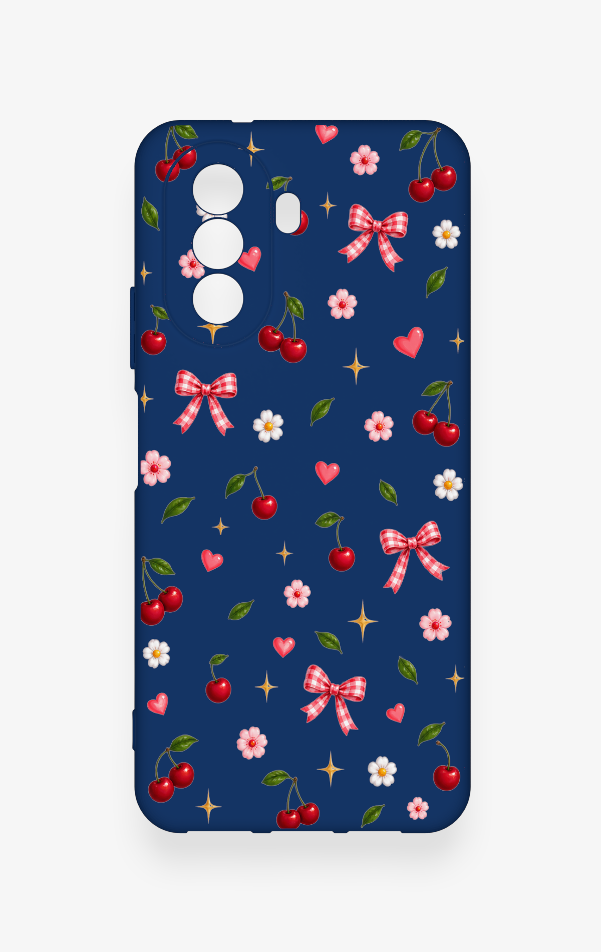 Huawei Nova Y70 Uyumlu Çiçek Kiraz Fiyonk Desenli Silikon Kılıf