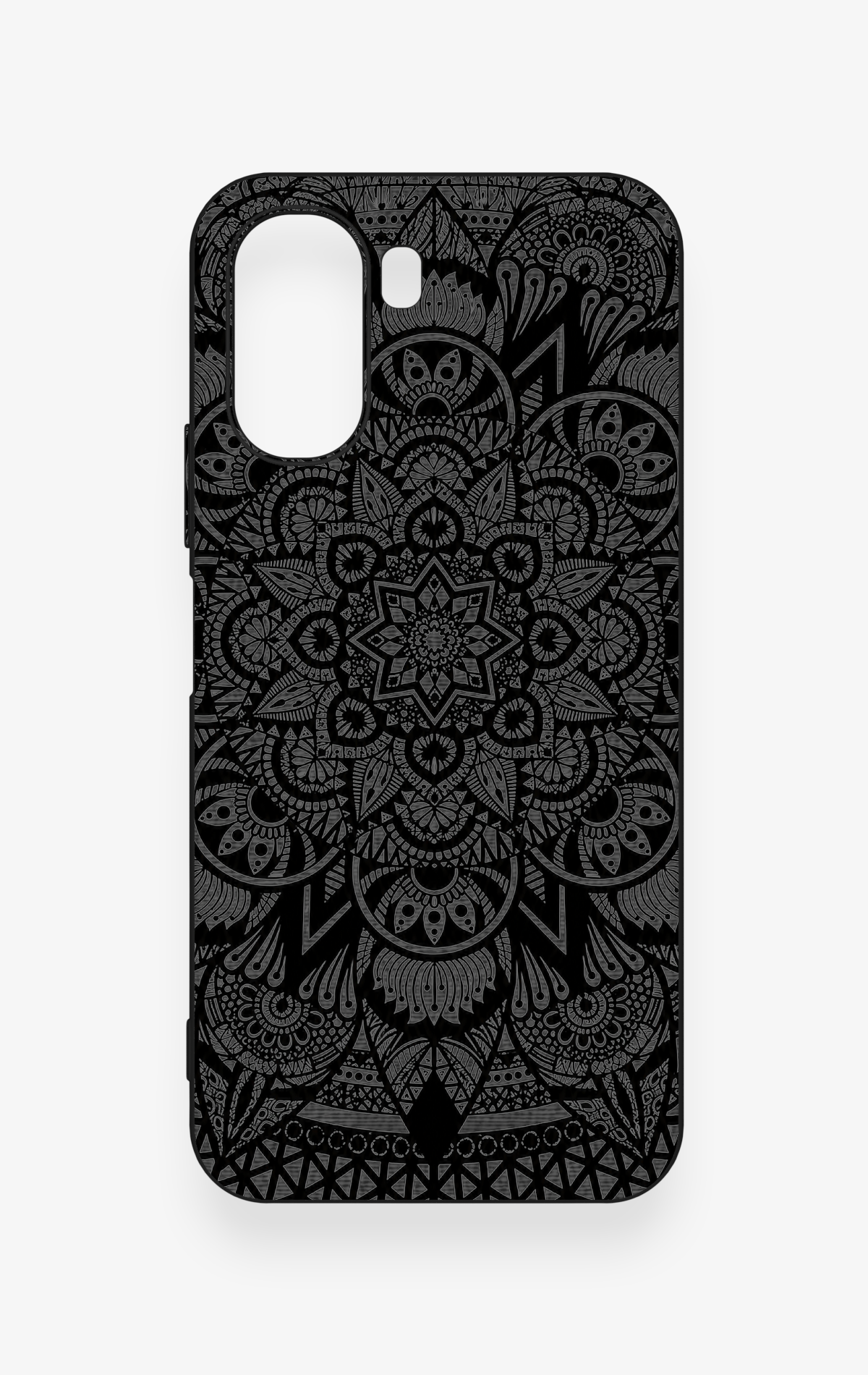 Oppo A6T Uyumlu Siyah Beyaz Mandala Desenli Silikon Kılıf