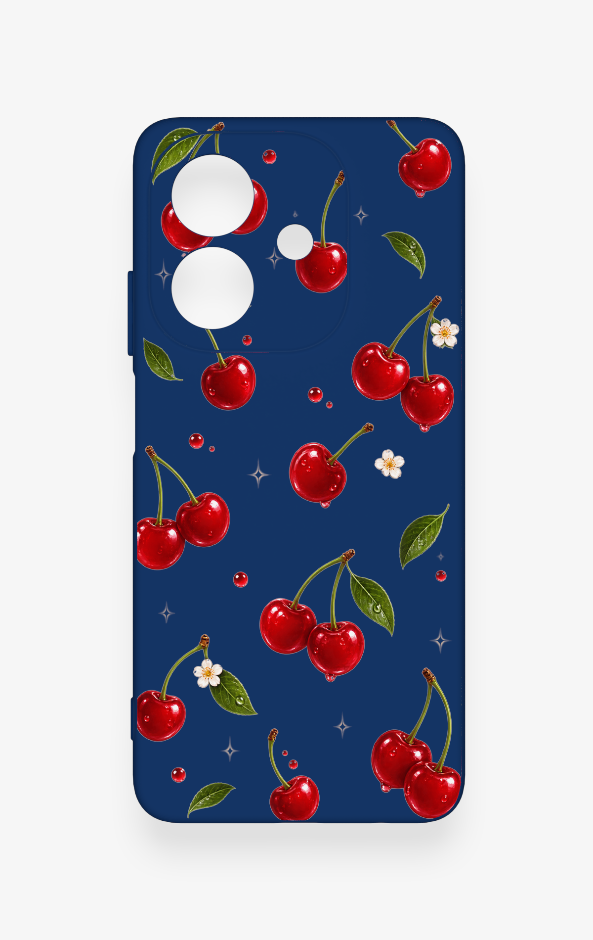Oppo A3 Uyumlu Kiraz Papatya Desenli Silikon Kılıf