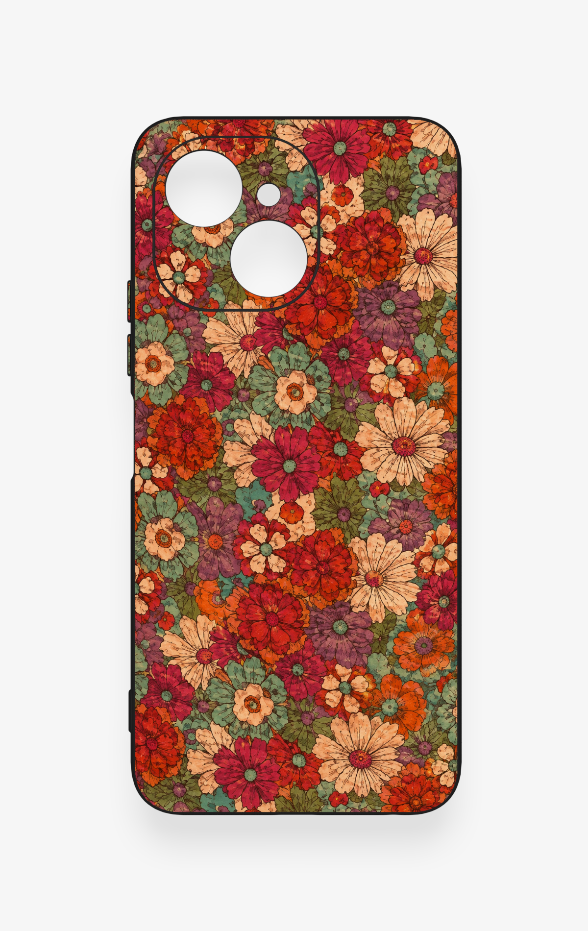 Tecno Spark 40C Uyumlu Pastel Çiçek Bahçesi Desenli Silikon Kılıf