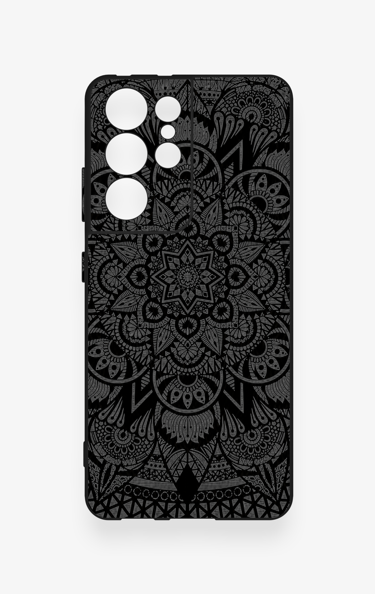 Samsung S21 Ultra Uyumlu Siyah Beyaz Mandala Desenli Silikon Kılıf