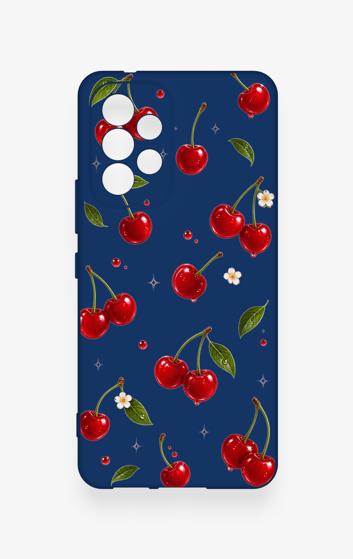 Samsung A53 Uyumlu Kiraz Papatya Desenli Silikon Kılıf