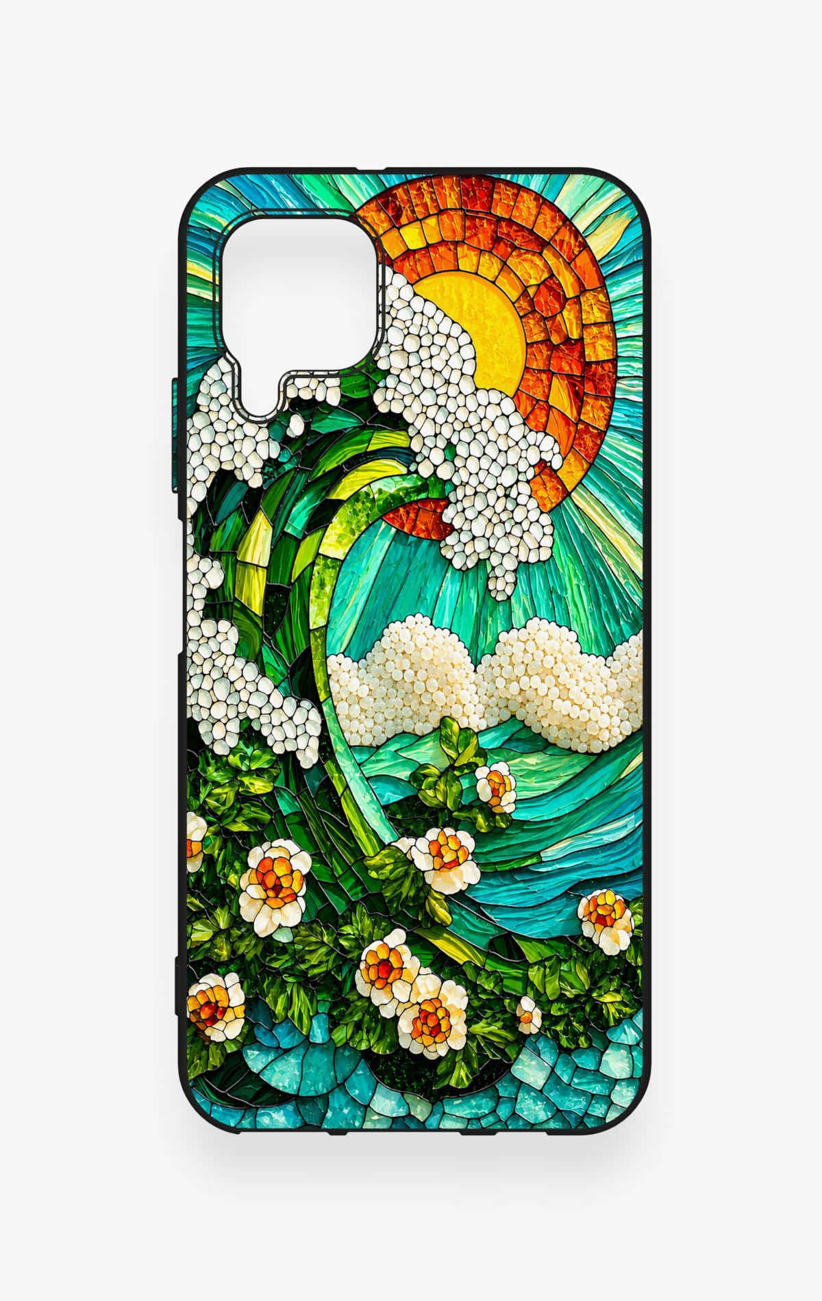Huawei P40 Lite Uyumlu Mozaik Okyanus Dalgası Desenli Silikon Kılıf