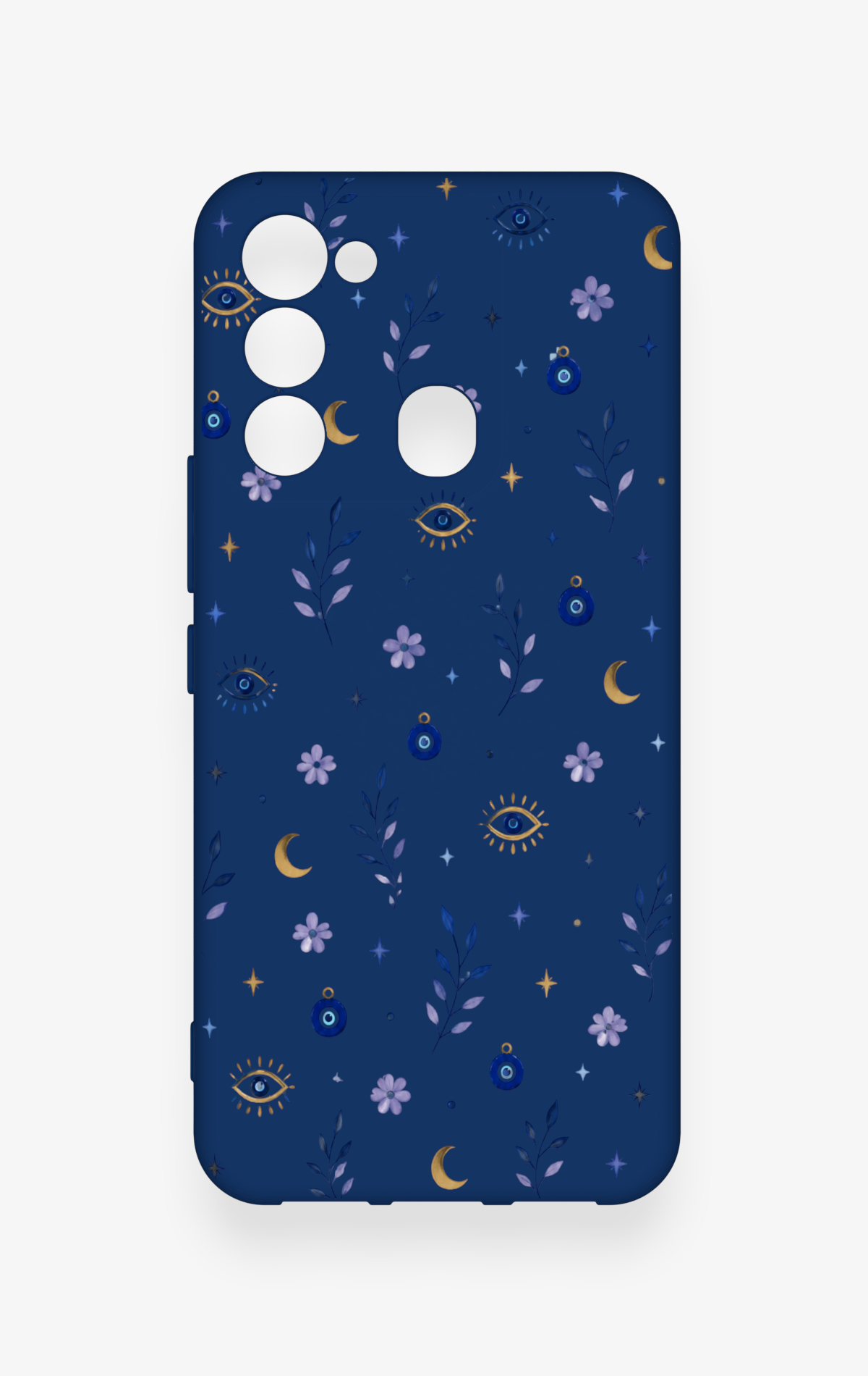 Tecno Spark 8C Uyumlu Mavi Nazar Papatya Desenli Silikon Kılıf