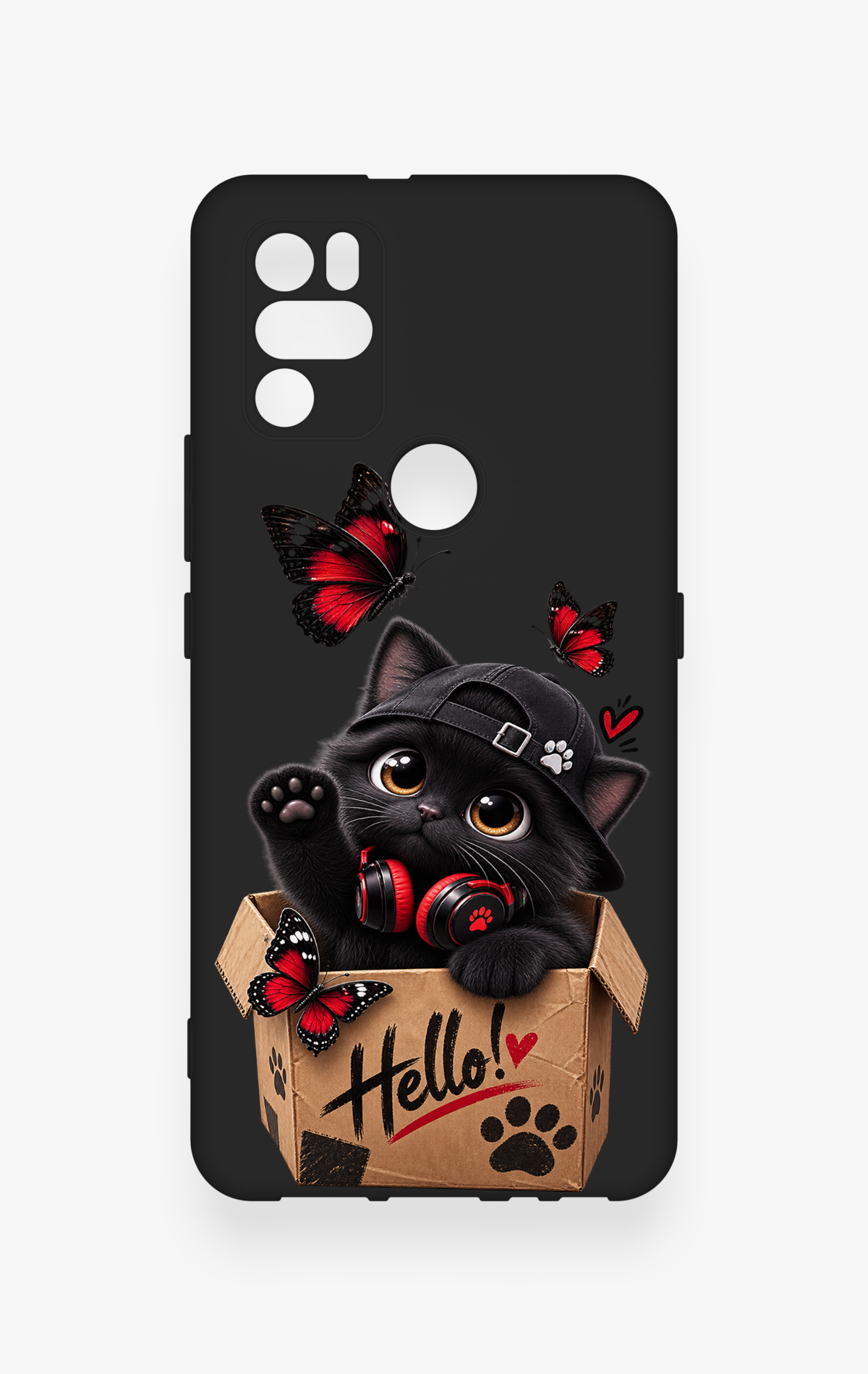 Omix X300 Uyumlu Hello Cat Desenli Silikon Kılıf