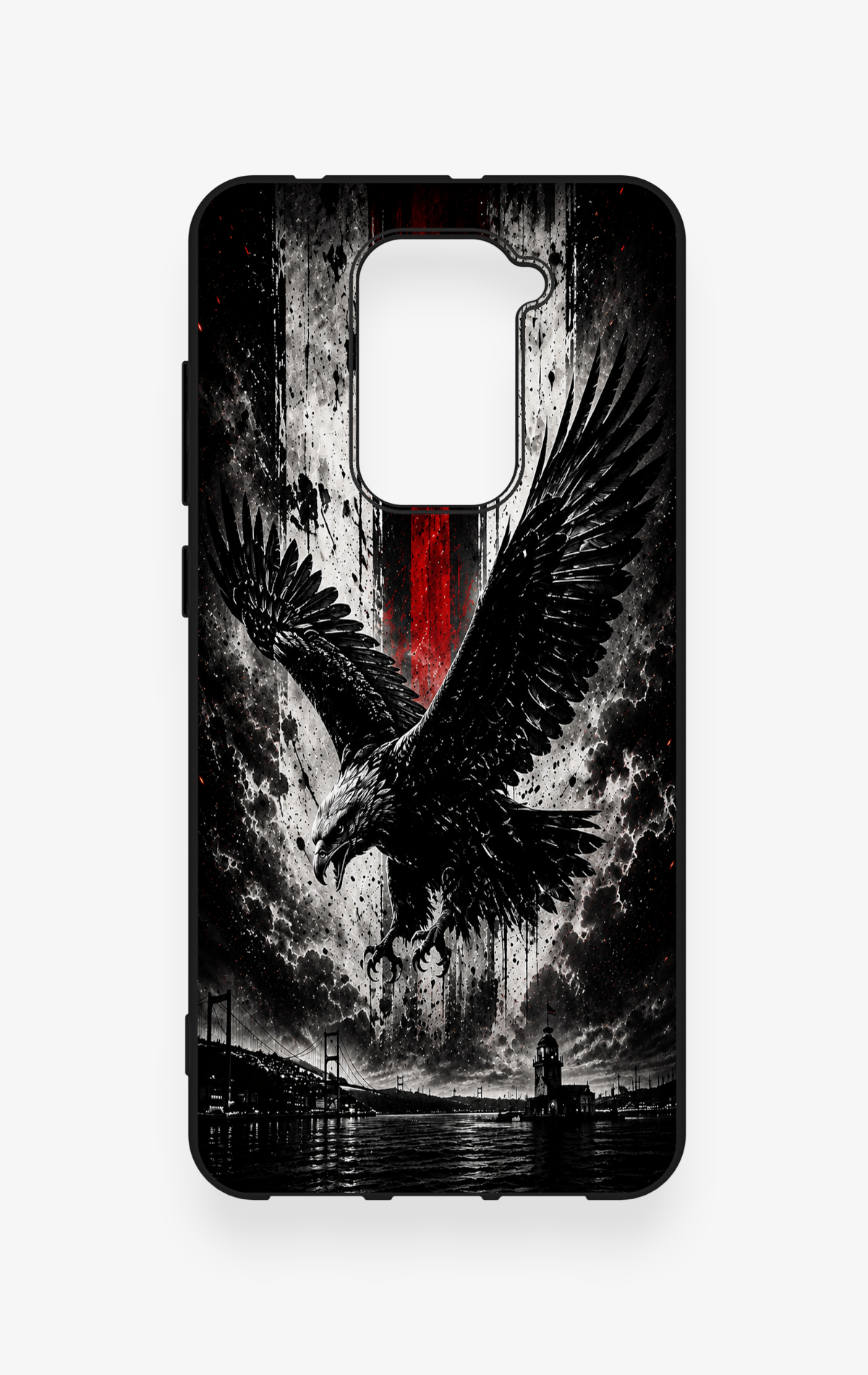 Redmi Note 9 Uyumlu Kara Kartal Desenli Silikon Kılıf